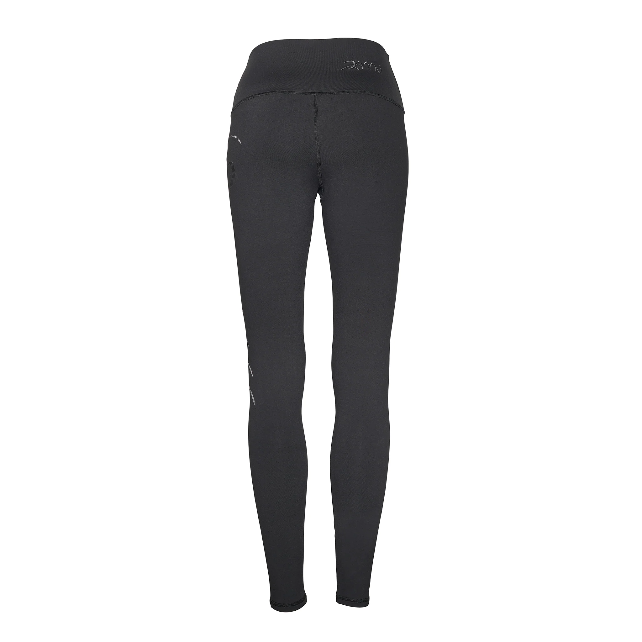 Black High-Waisted Leggings with Metallic Cobra Embroidery - Image 4