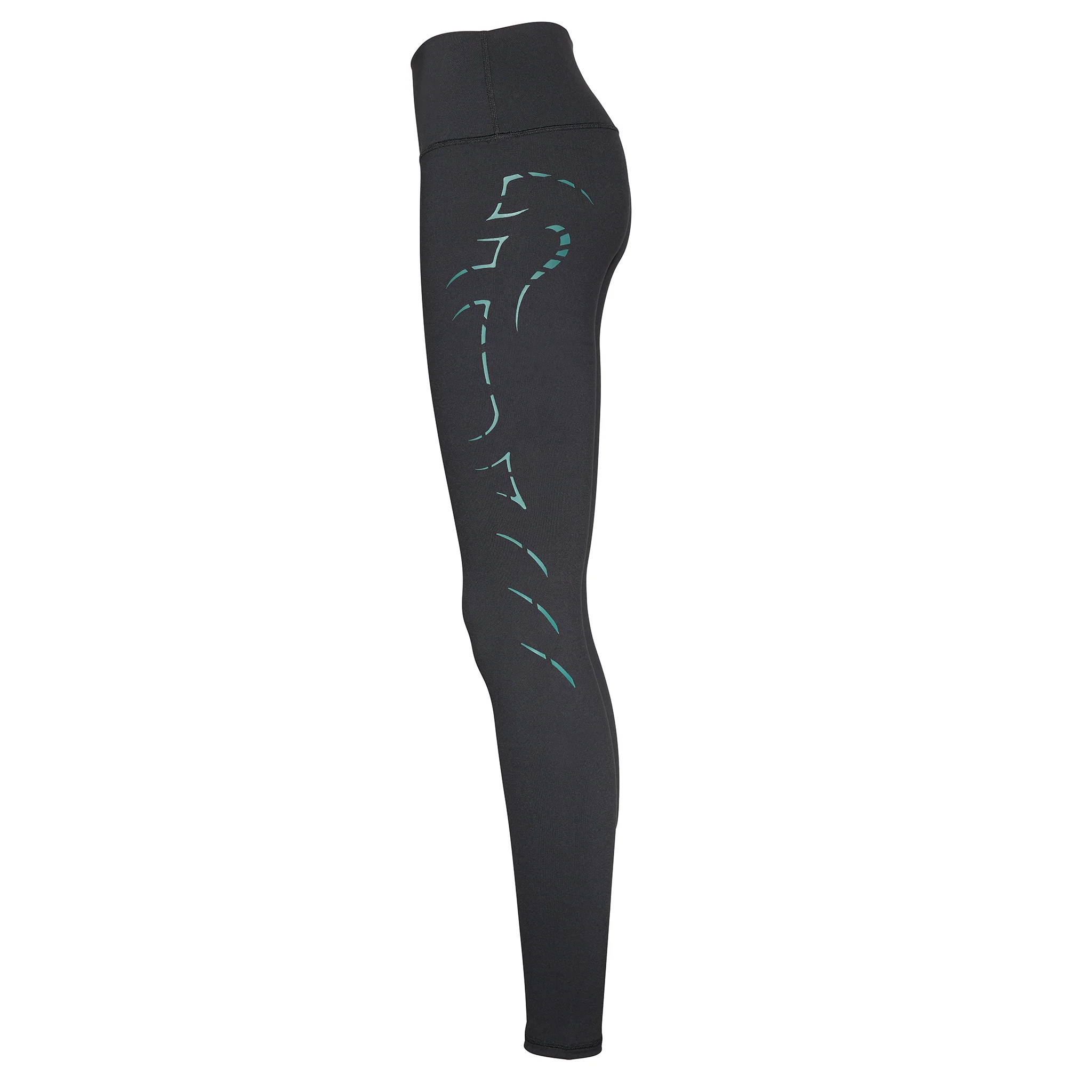 Black High-Waisted Leggings with Teal Cobra Graphic - Image 10