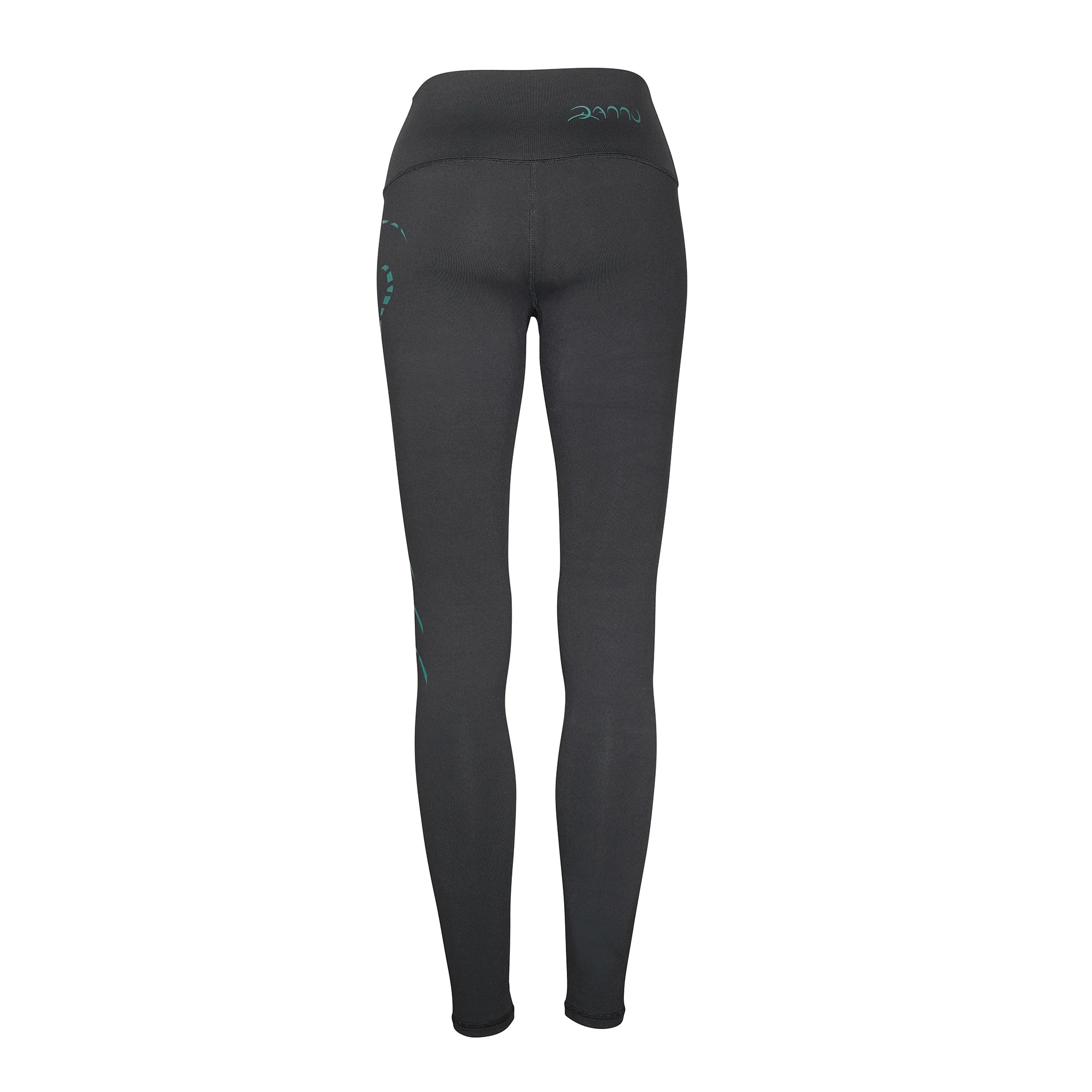 Black High-Waisted Leggings with Teal Cobra Graphic - Image 3