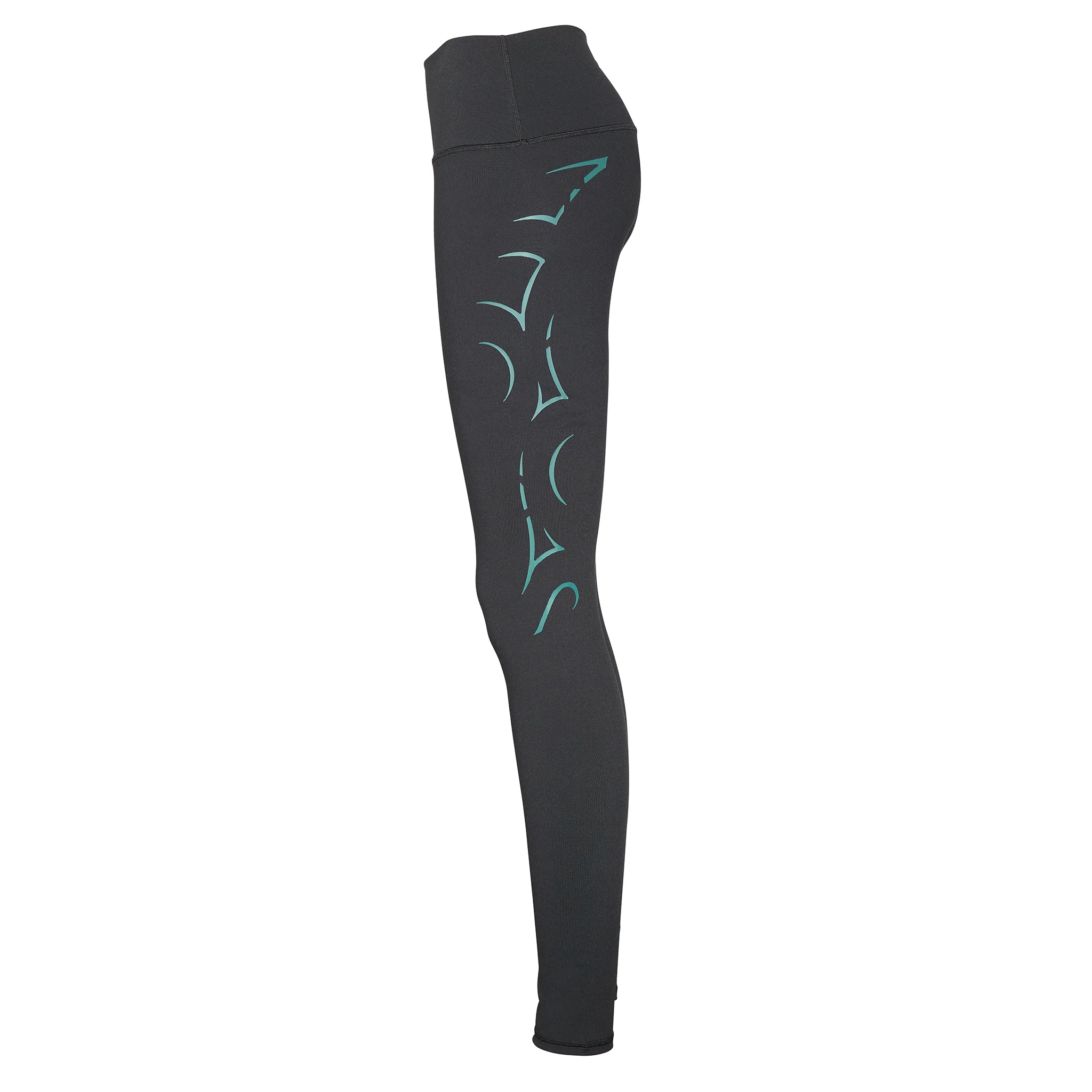 Black High-Waisted Leggings with Teal Warrior Graphic - Image 3