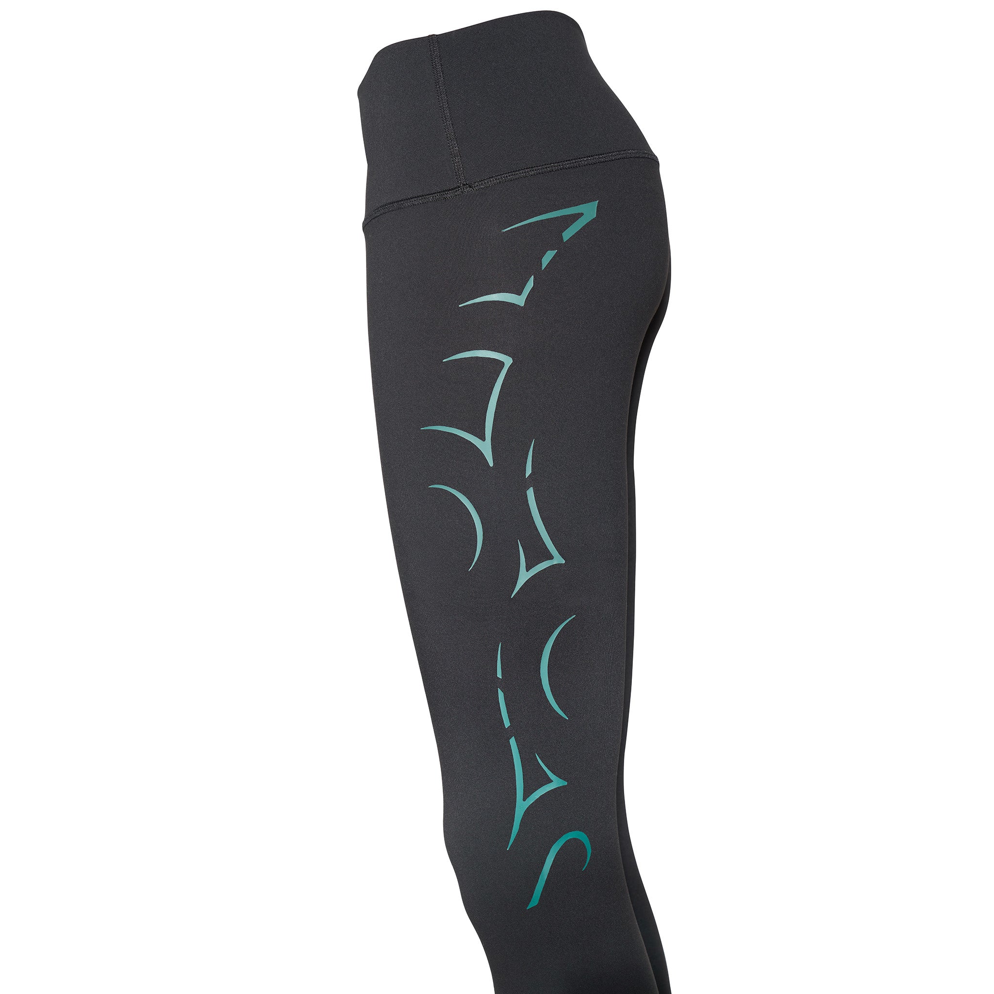Black High-Waisted Leggings with Teal Warrior Graphic - Image 6