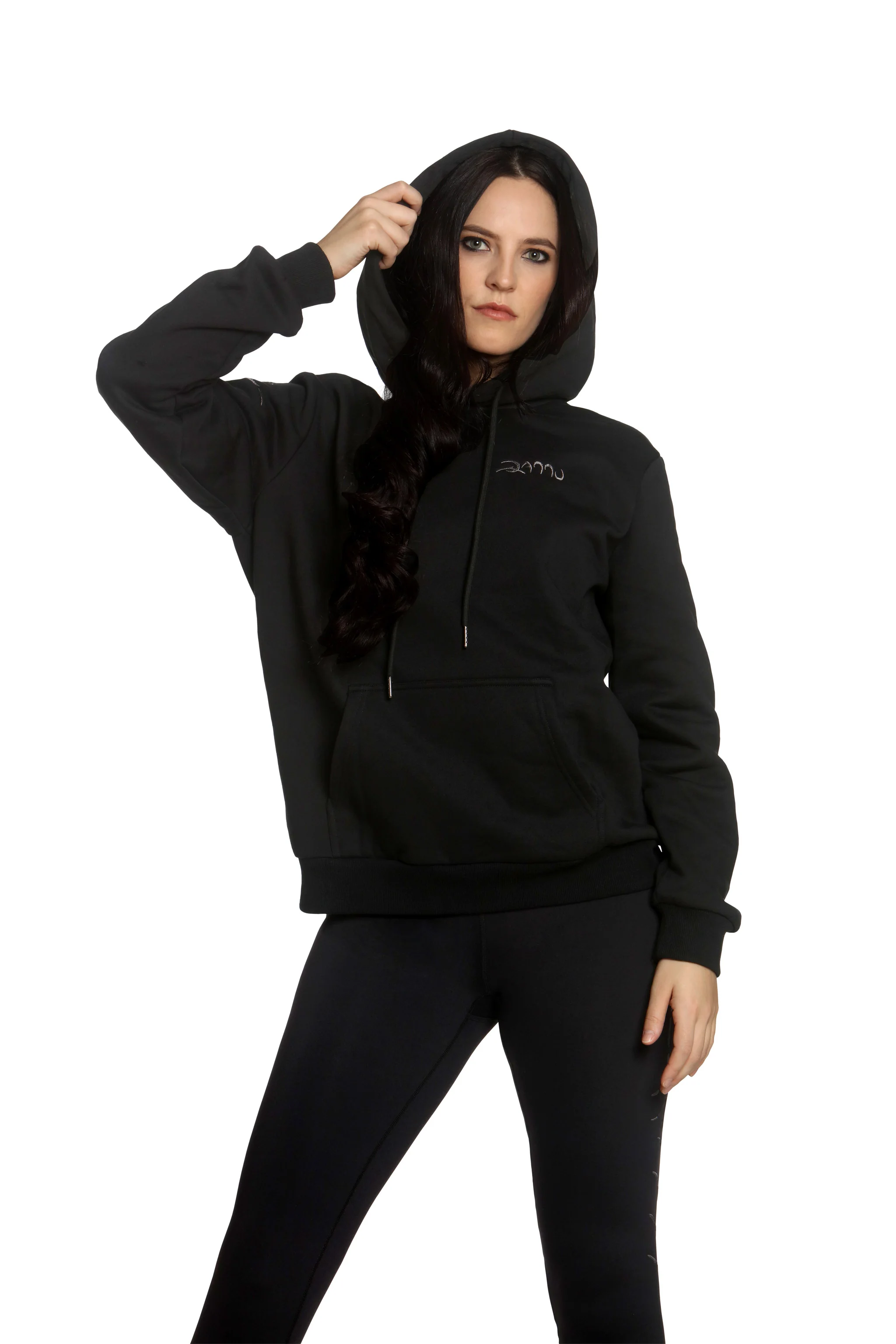 Black Oversized Hoodie with Metallic Cobra Sleeve - Image 2