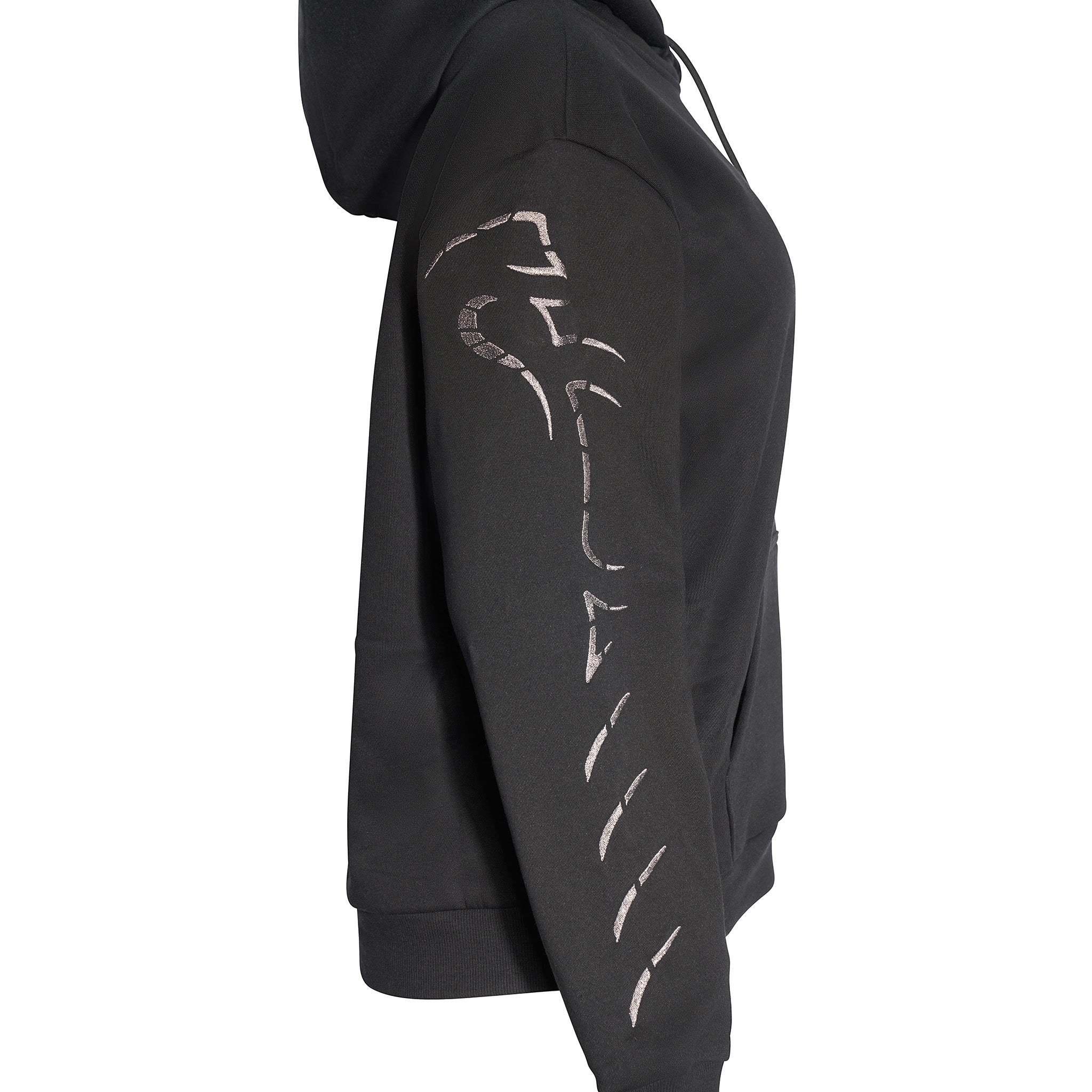 Black Oversized Hoodie with Metallic Cobra Sleeve - Image 3