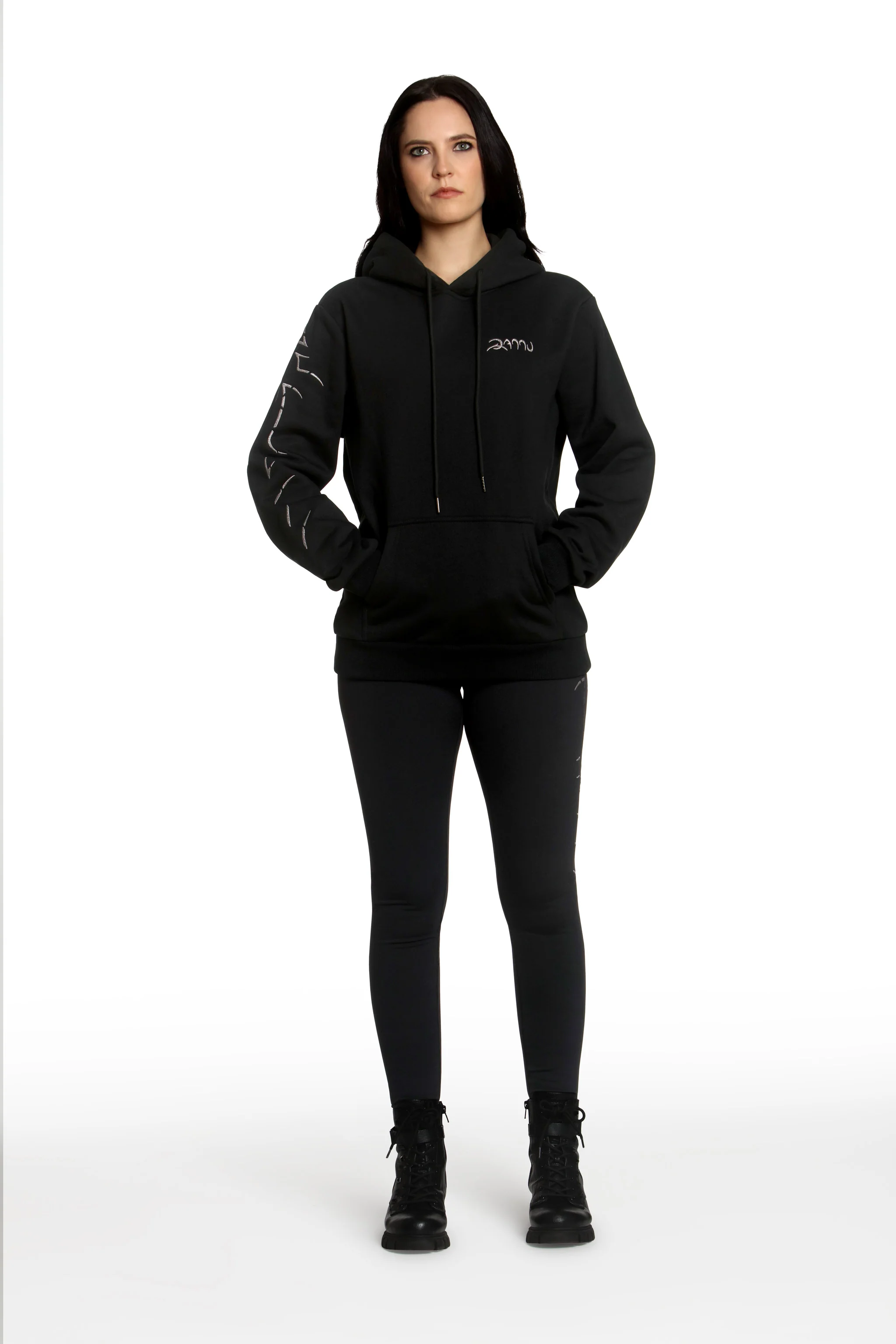 Black Oversized Hoodie with Metallic Cobra Sleeve - Image 4