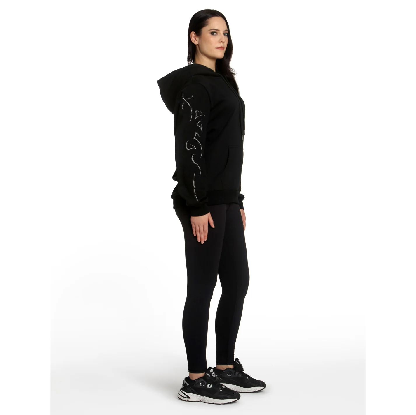 Black Oversized Hoodie with Metallic Virgo Embroidery - Image 3