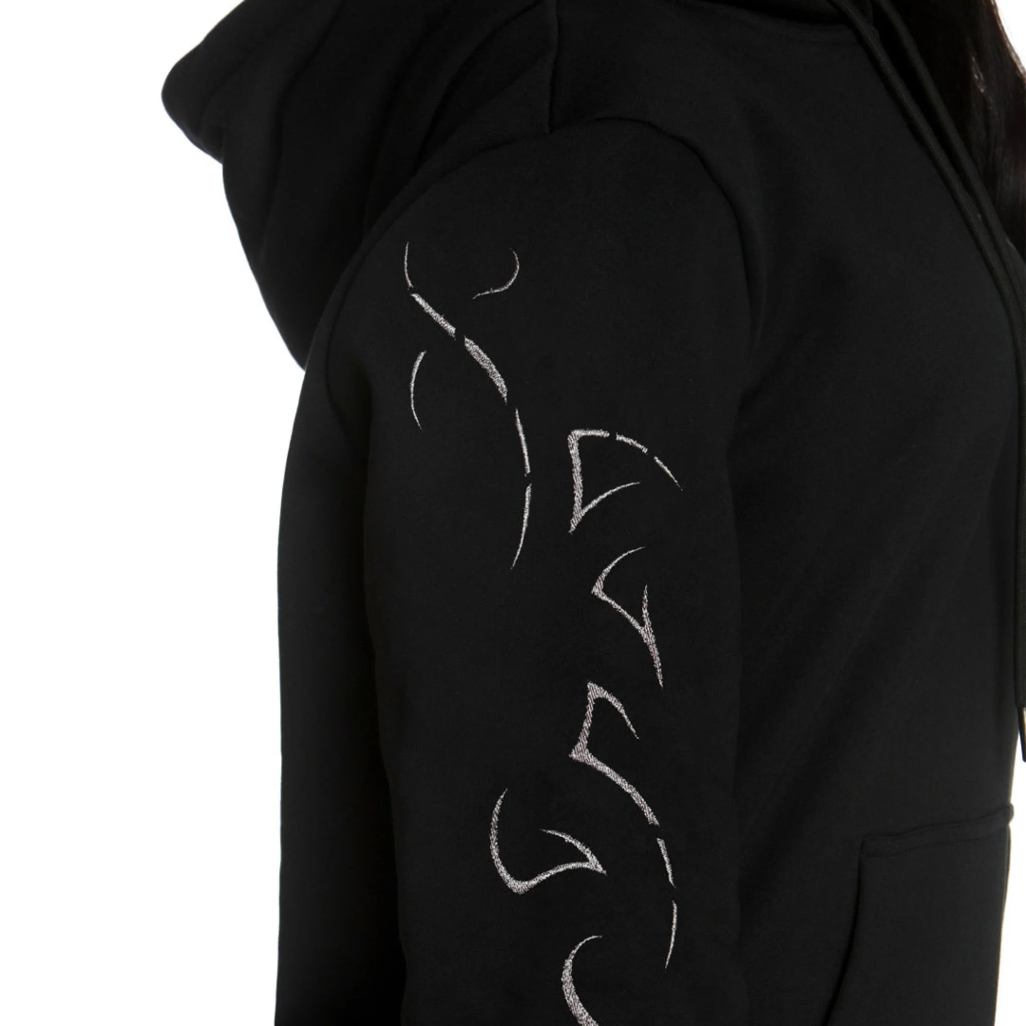Black Oversized Hoodie with Metallic Virgo Embroidery - Image 6
