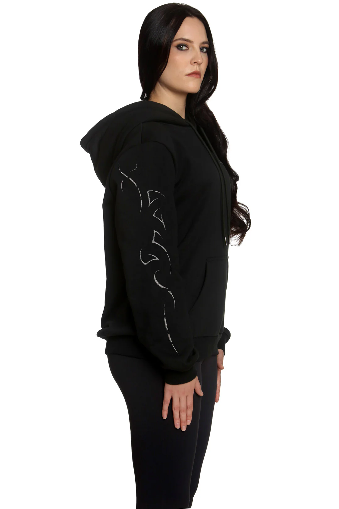 Black Oversized Hoodie with Metallic Virgo Embroidery - Image 7