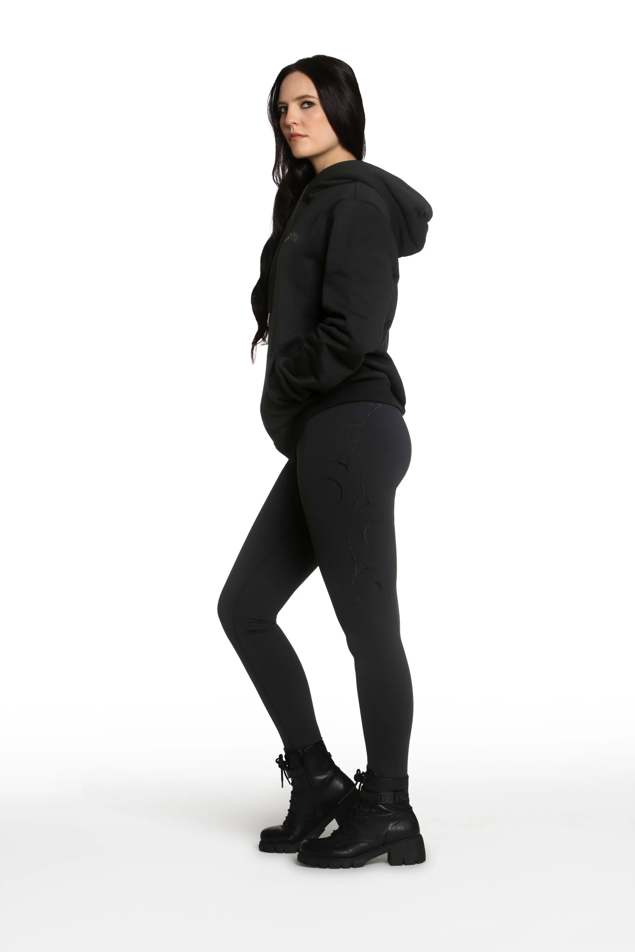 Black Oversized Hoodie with Metallic Warrior Embroidery - Image 3