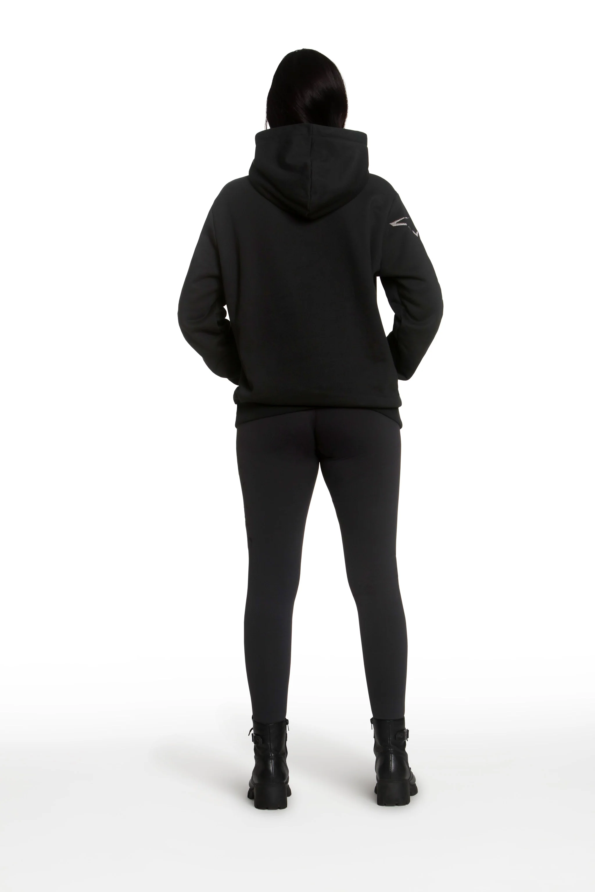 Black Oversized Hoodie with Metallic Warrior Embroidery - Image 4