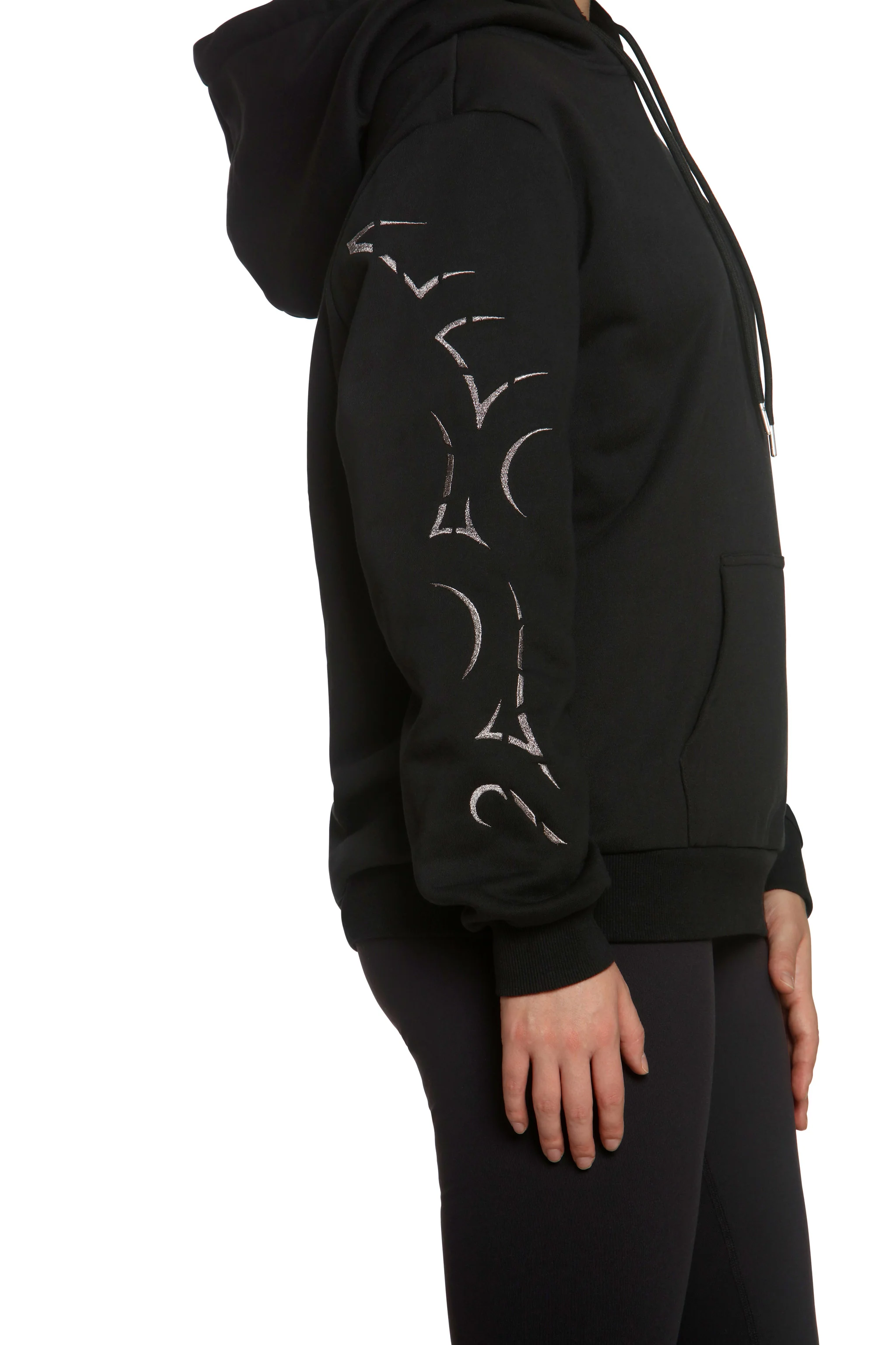 Black Oversized Hoodie with Metallic Warrior Embroidery - Image 7