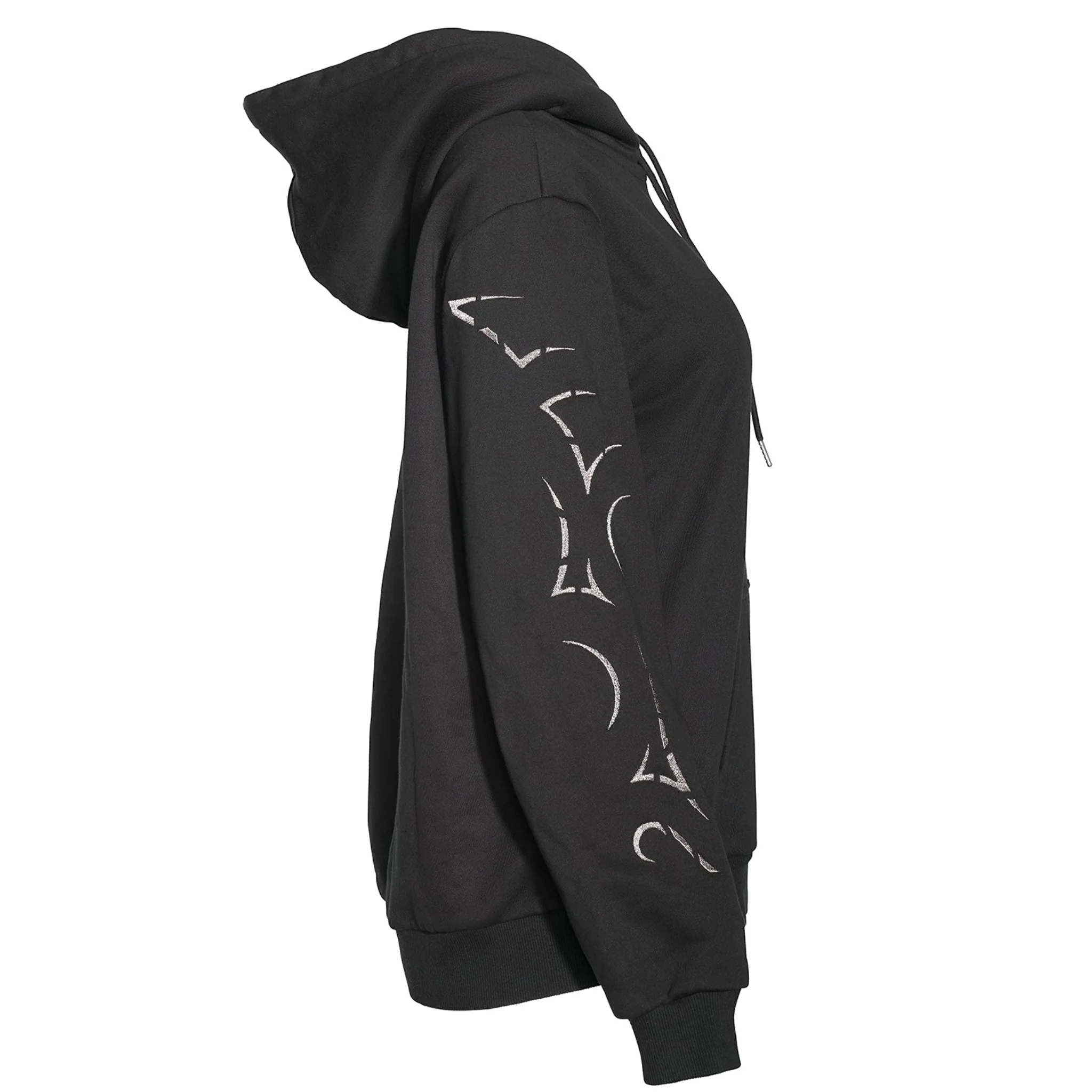 Black Oversized Hoodie with Metallic Warrior Embroidery - Image 8