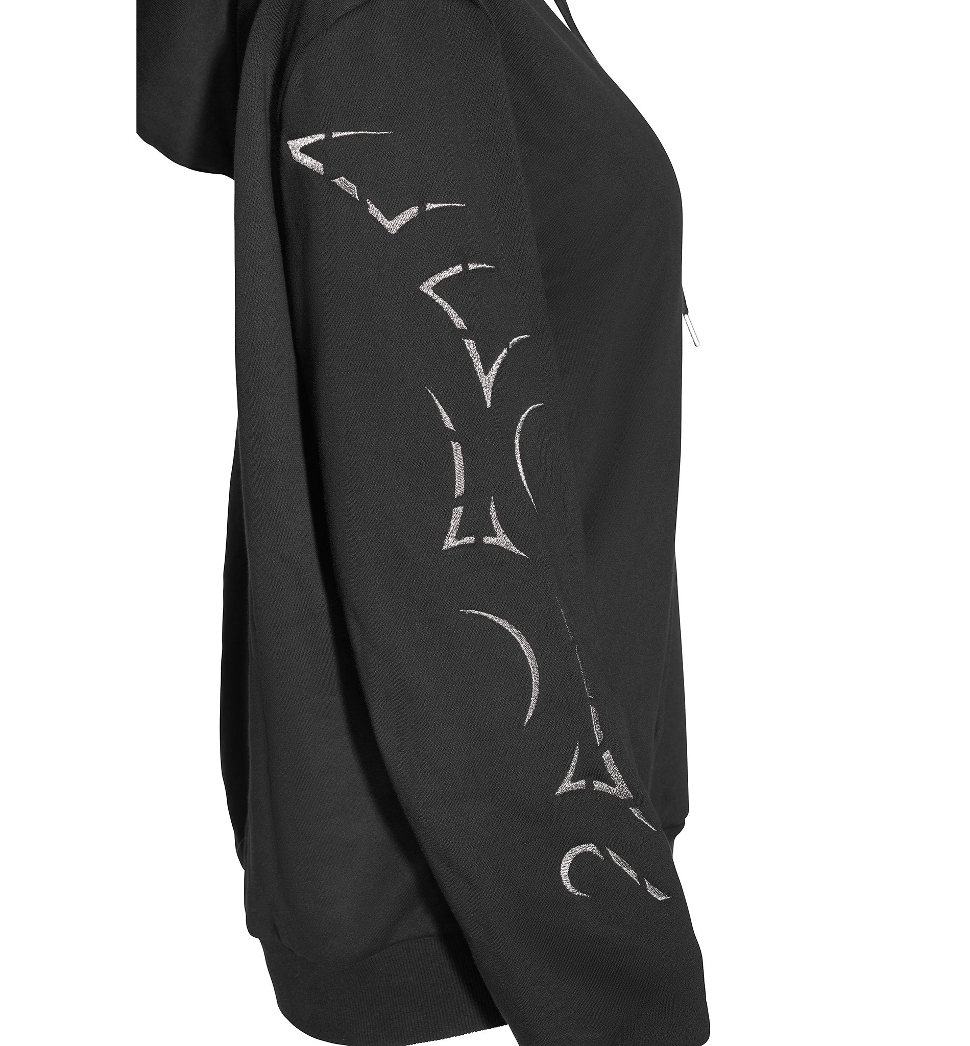 Black Oversized Hoodie with Metallic Warrior Embroidery - Image 9