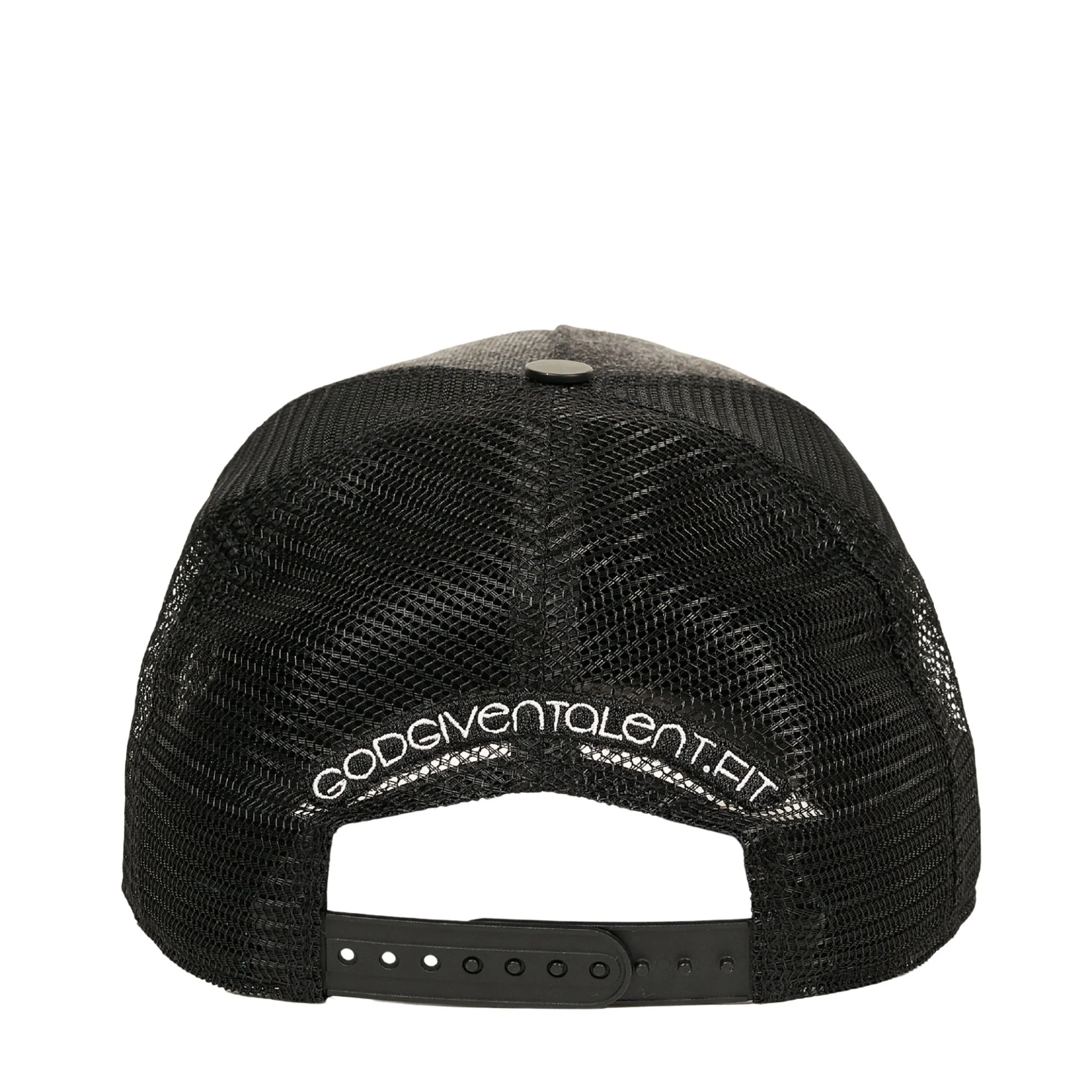 Acid Wash Distressed Black Denim Mesh Hat - Image 4