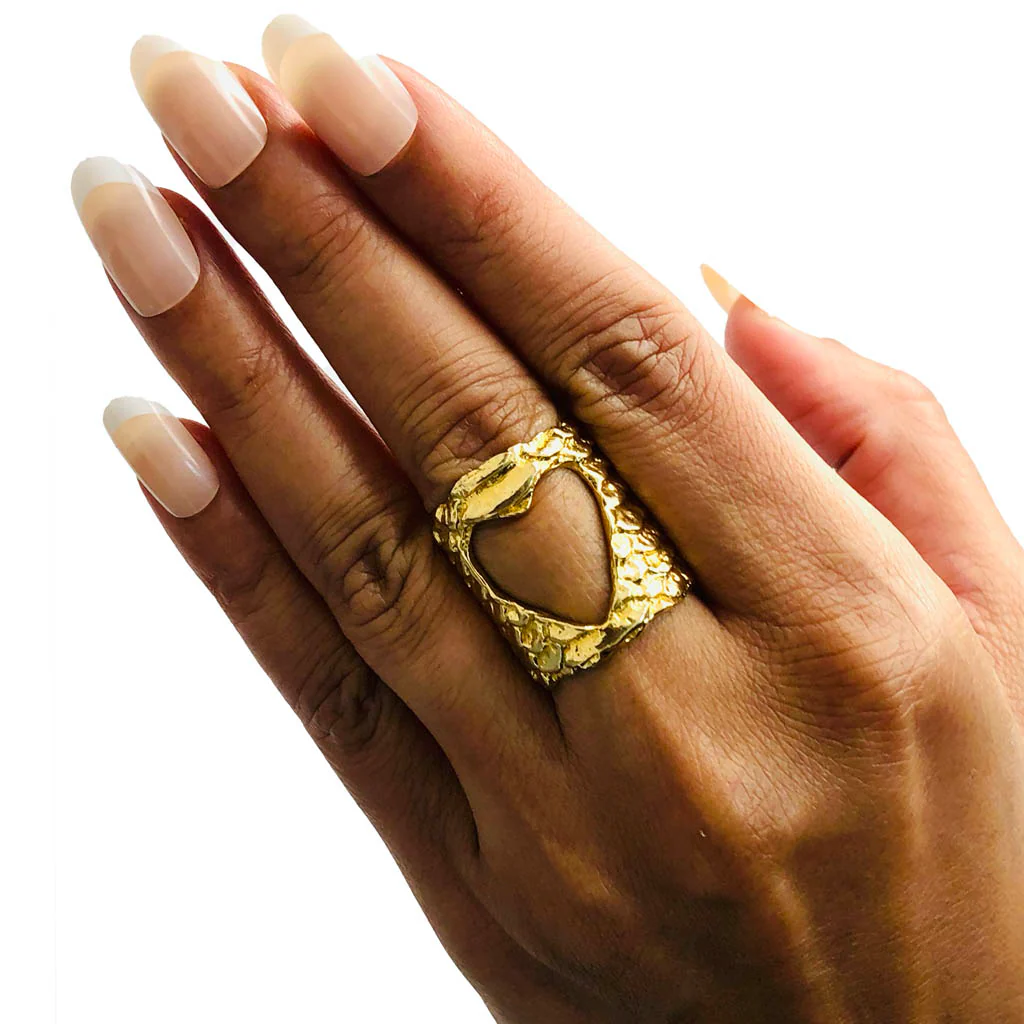 Open Heart Cuff Ring | Brass Gold - Image 2
