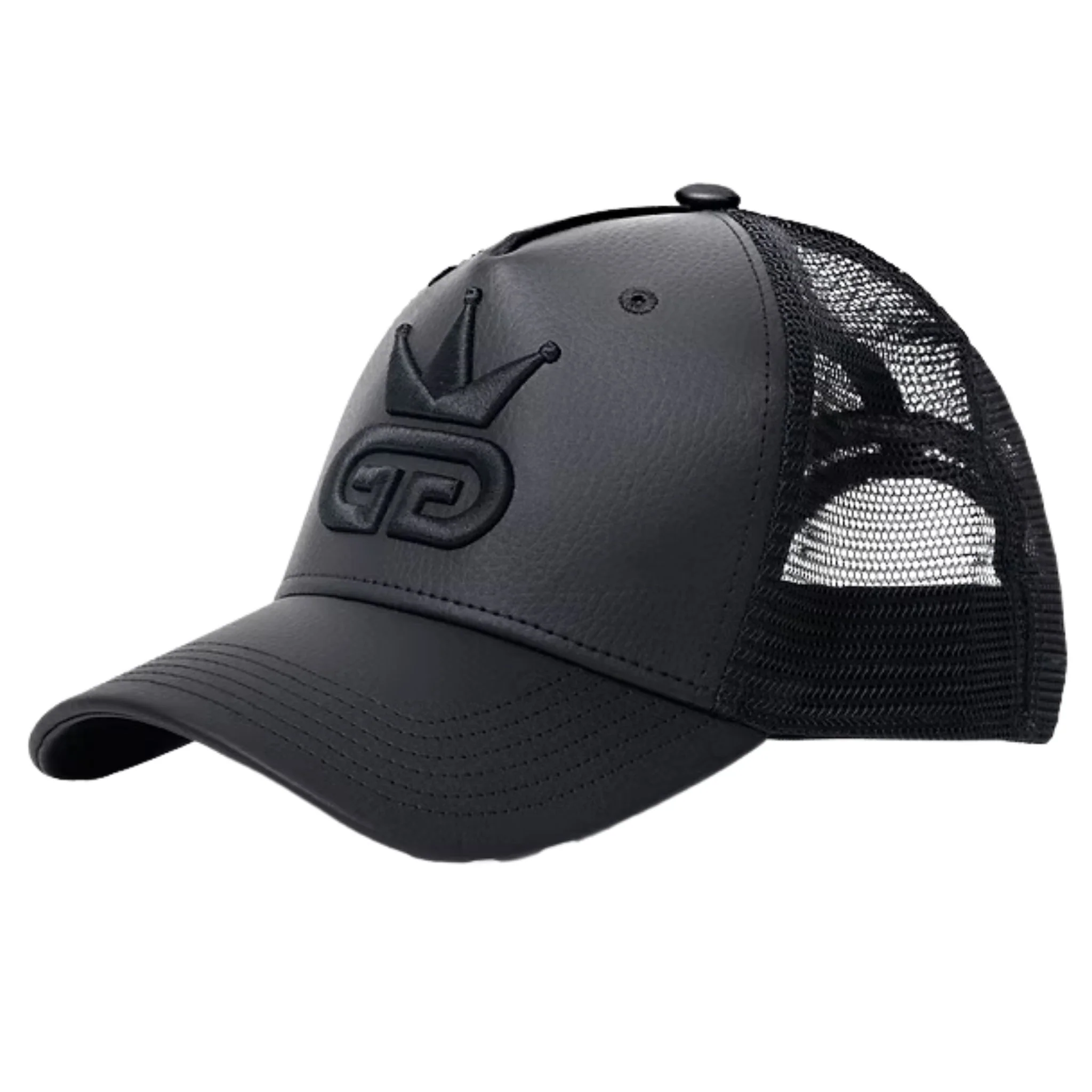 All Black Vegan Leather Hat - Image 3