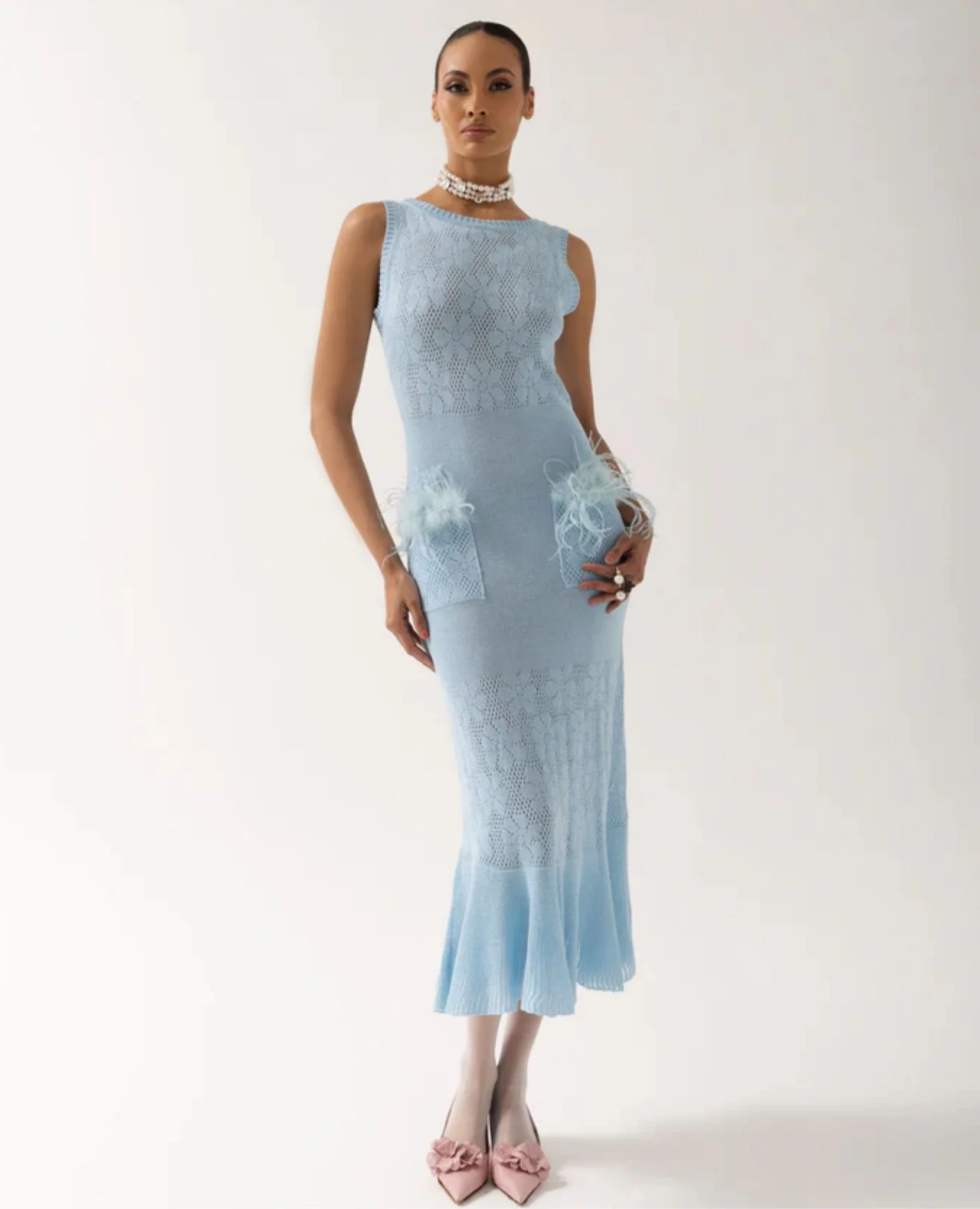 Blue Rose Knit Dress - Image 4