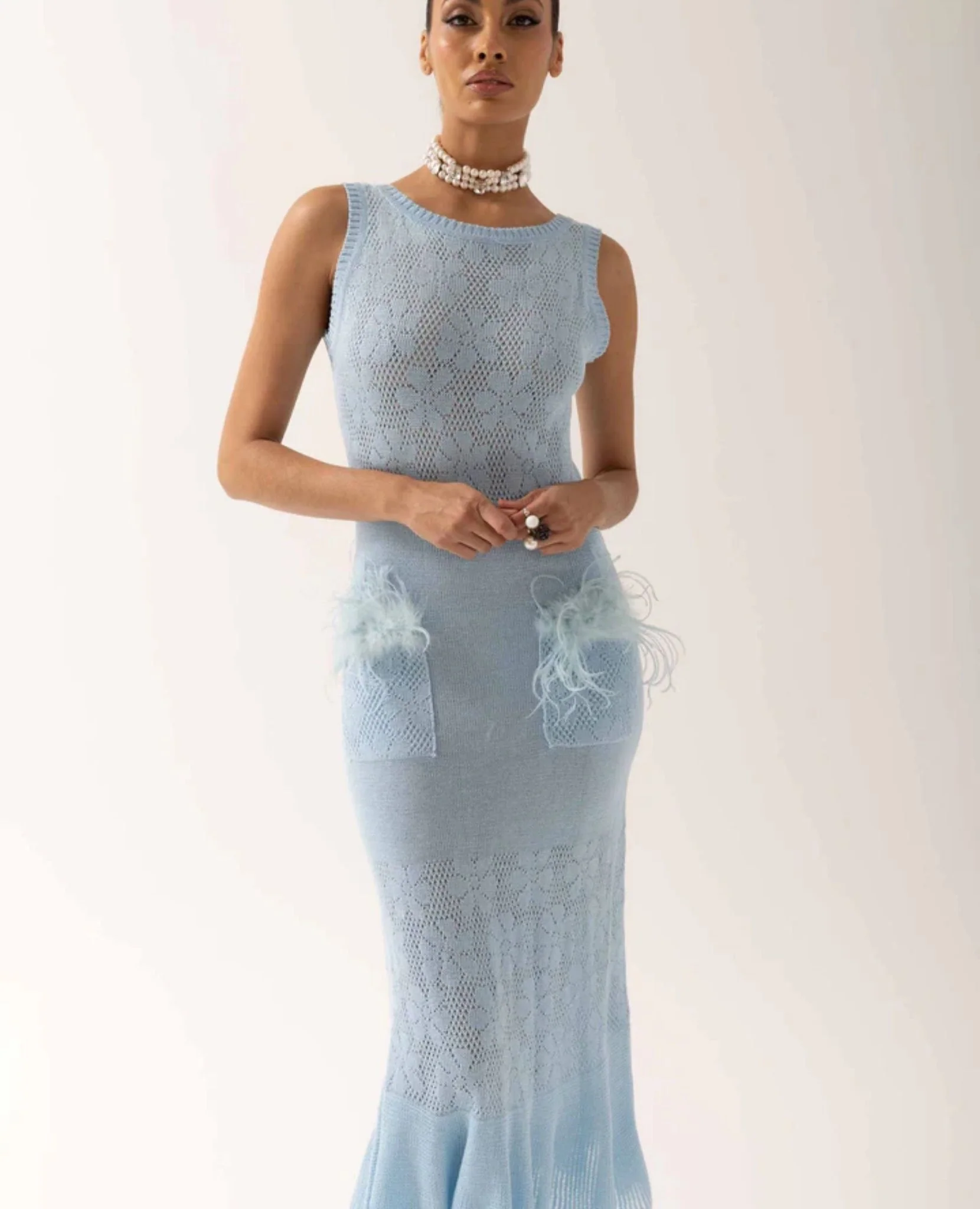 Blue Rose Knit Dress - Image 7