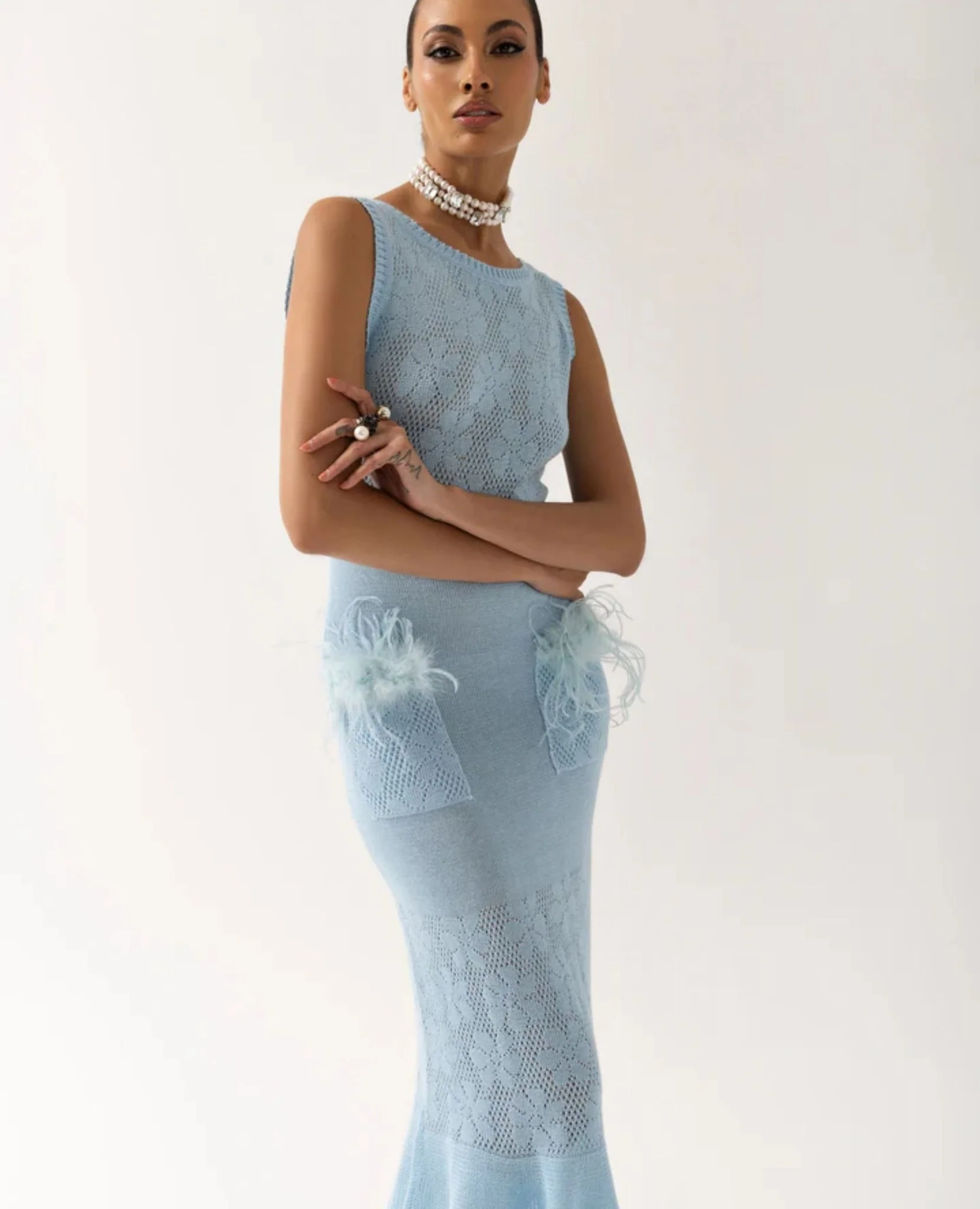Blue Rose Knit Dress - Image 8