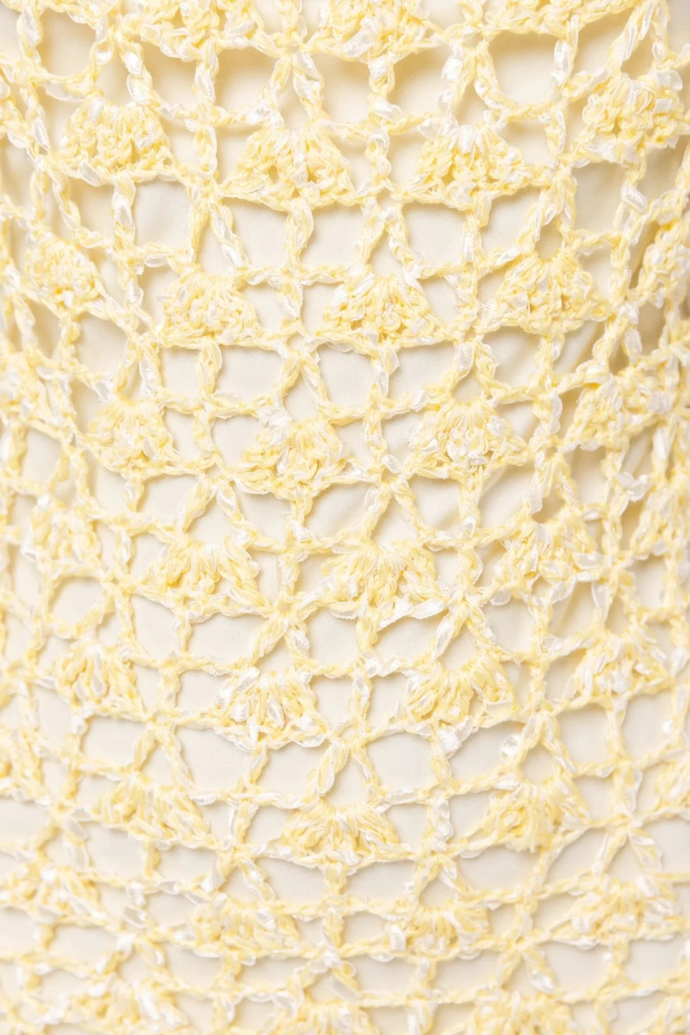 Butter Yellow Chrysanthemum Midi Handmade Crochet Dress - Image 13