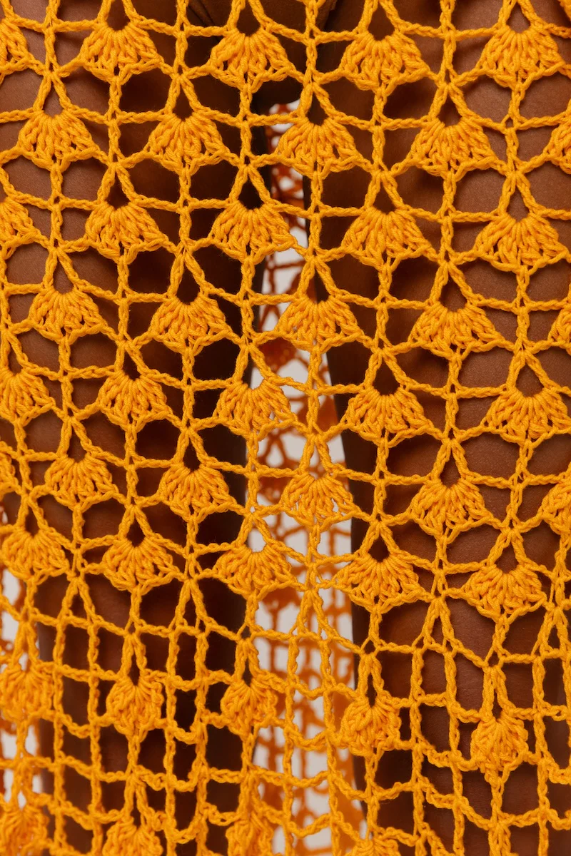 California Poppy Orange Handmade Crochet Midi Skirt - Image 9