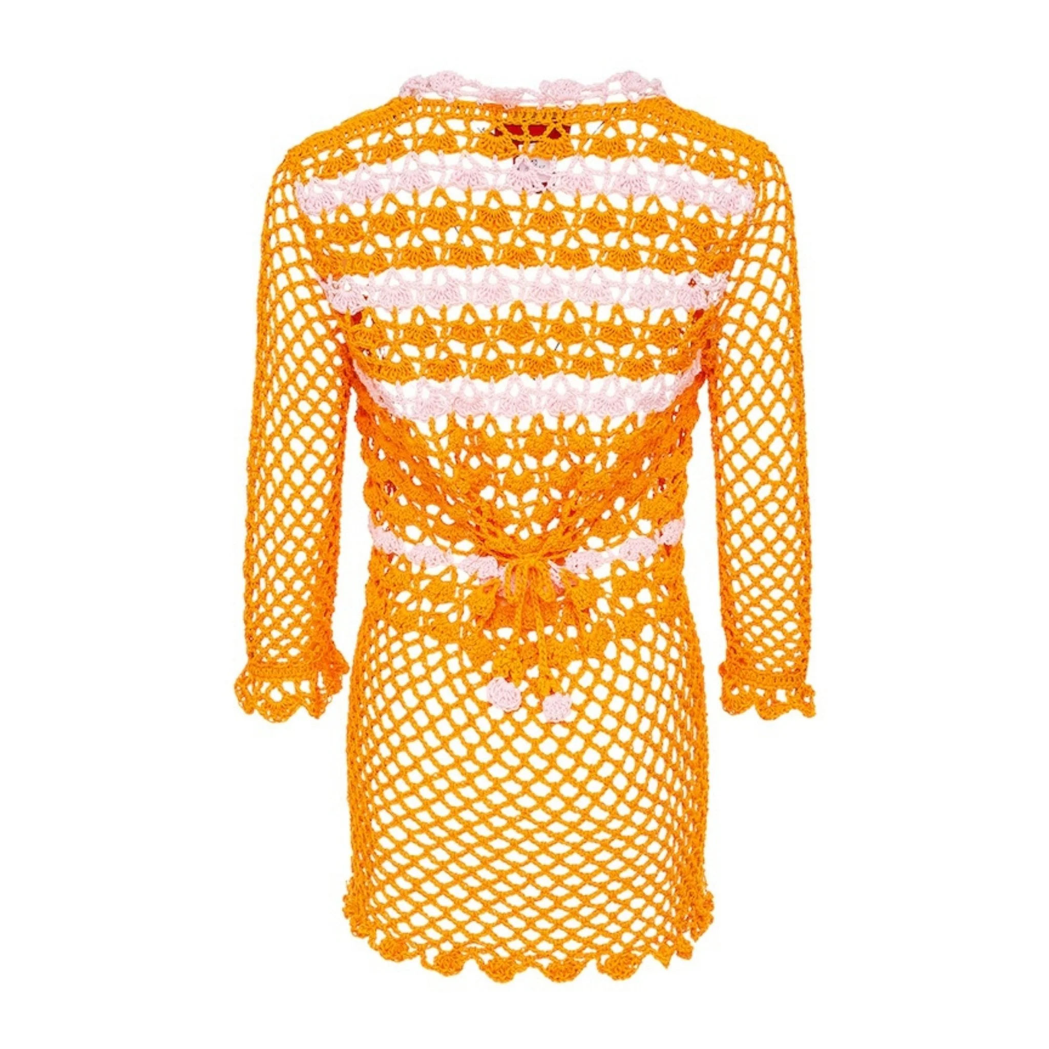 California Poppy Orange Handmade Crochet Shirt - Image 2
