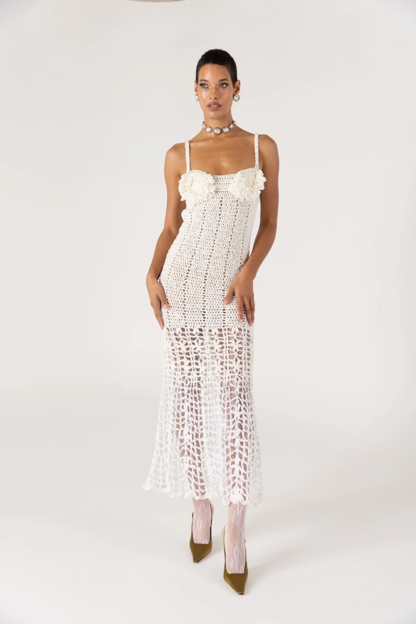 Chrysanthemum Crochet Dress | White - Image 3