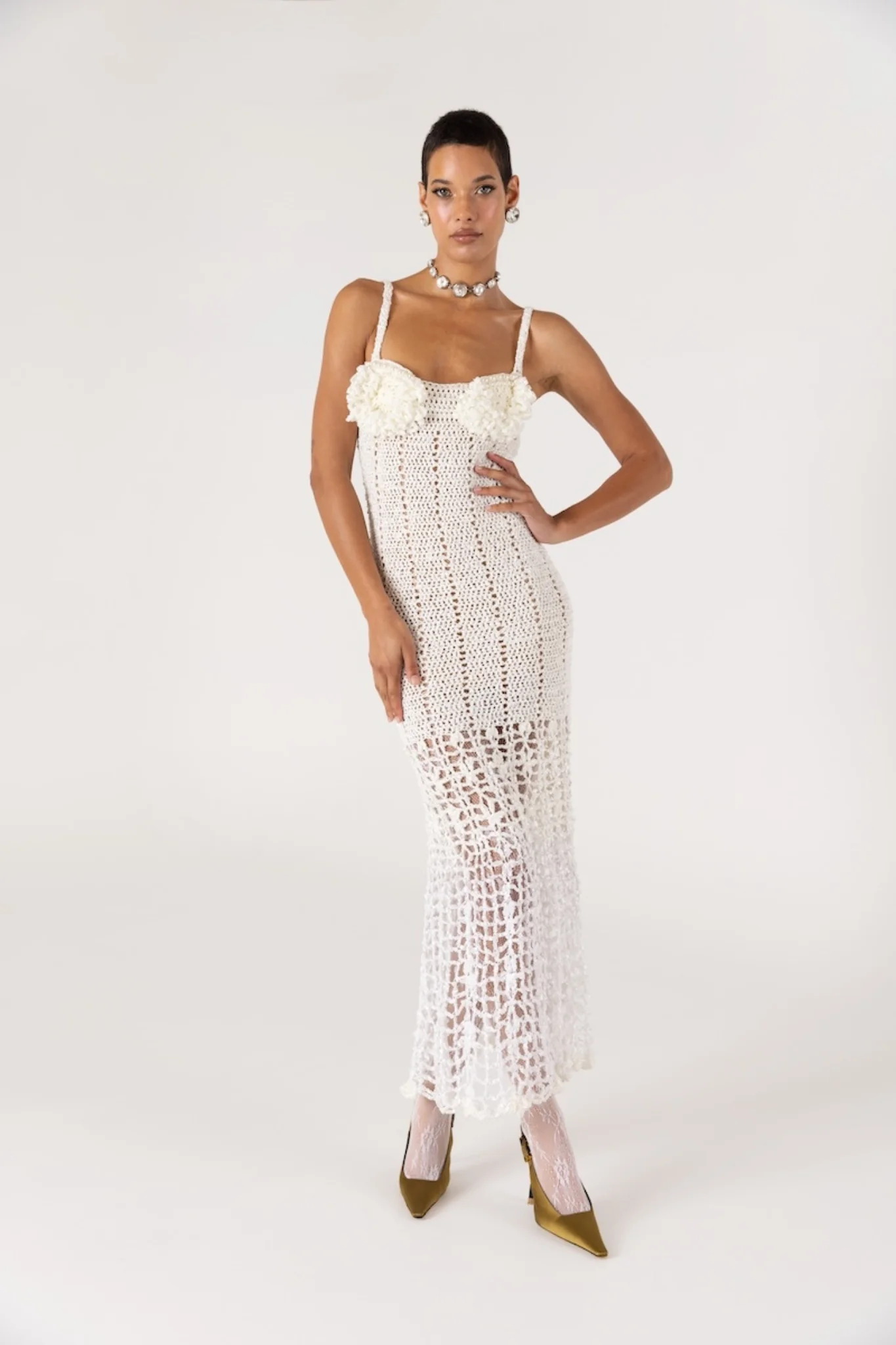 Chrysanthemum Crochet Dress | White - Image 4