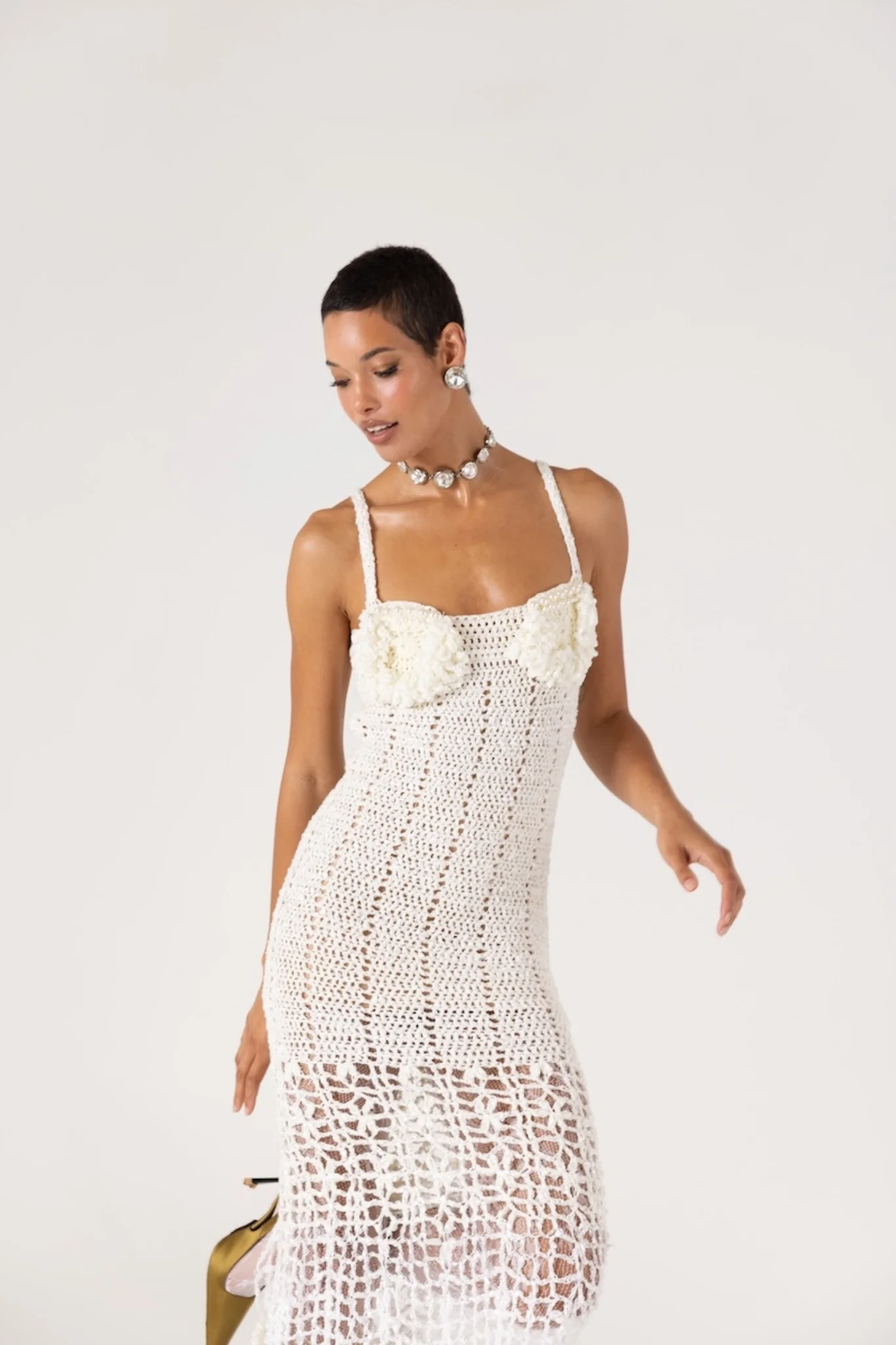 Chrysanthemum Crochet Dress | White - Image 5