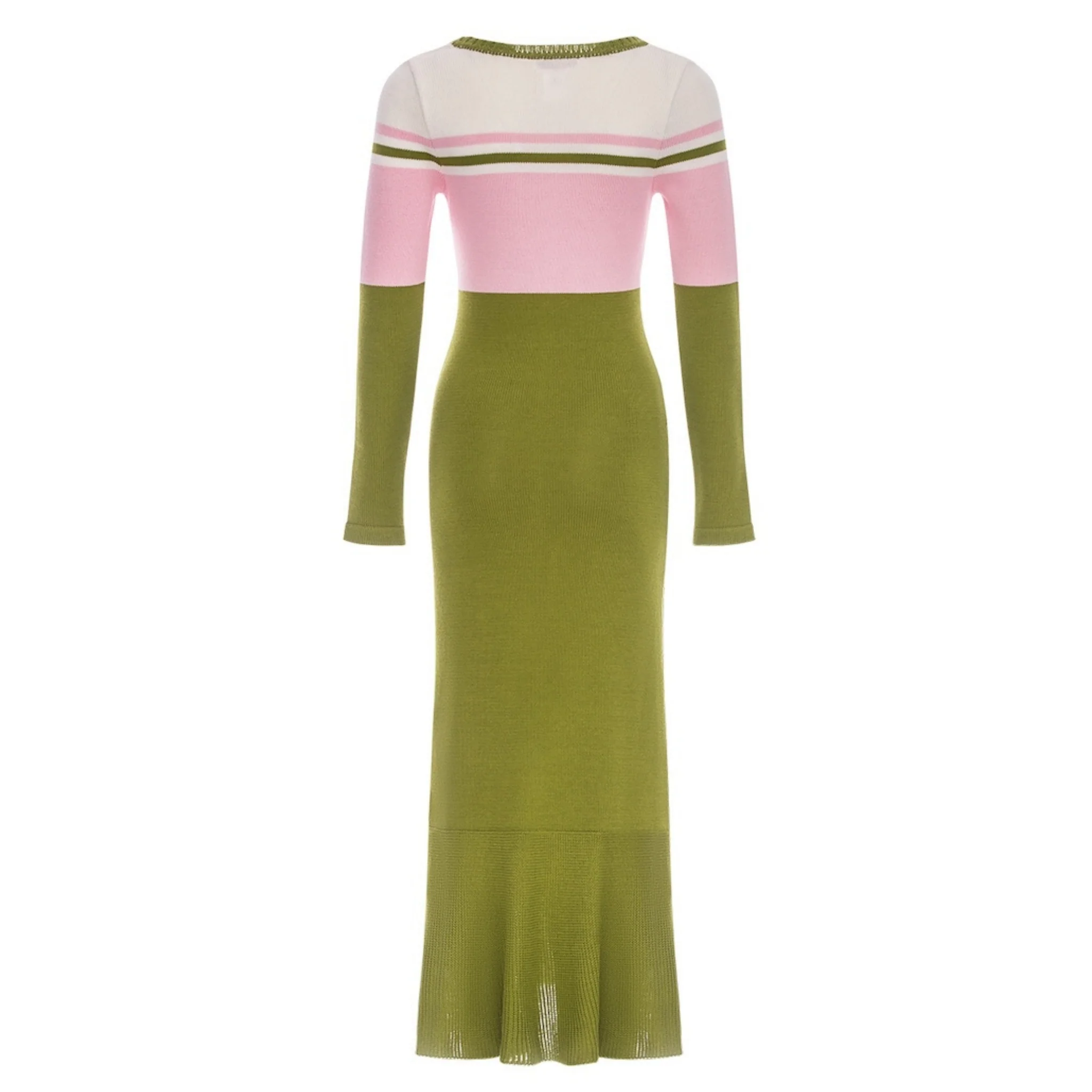 Chrysanthemum Green Knit Midi Dress with Swarovski Details - Image 2