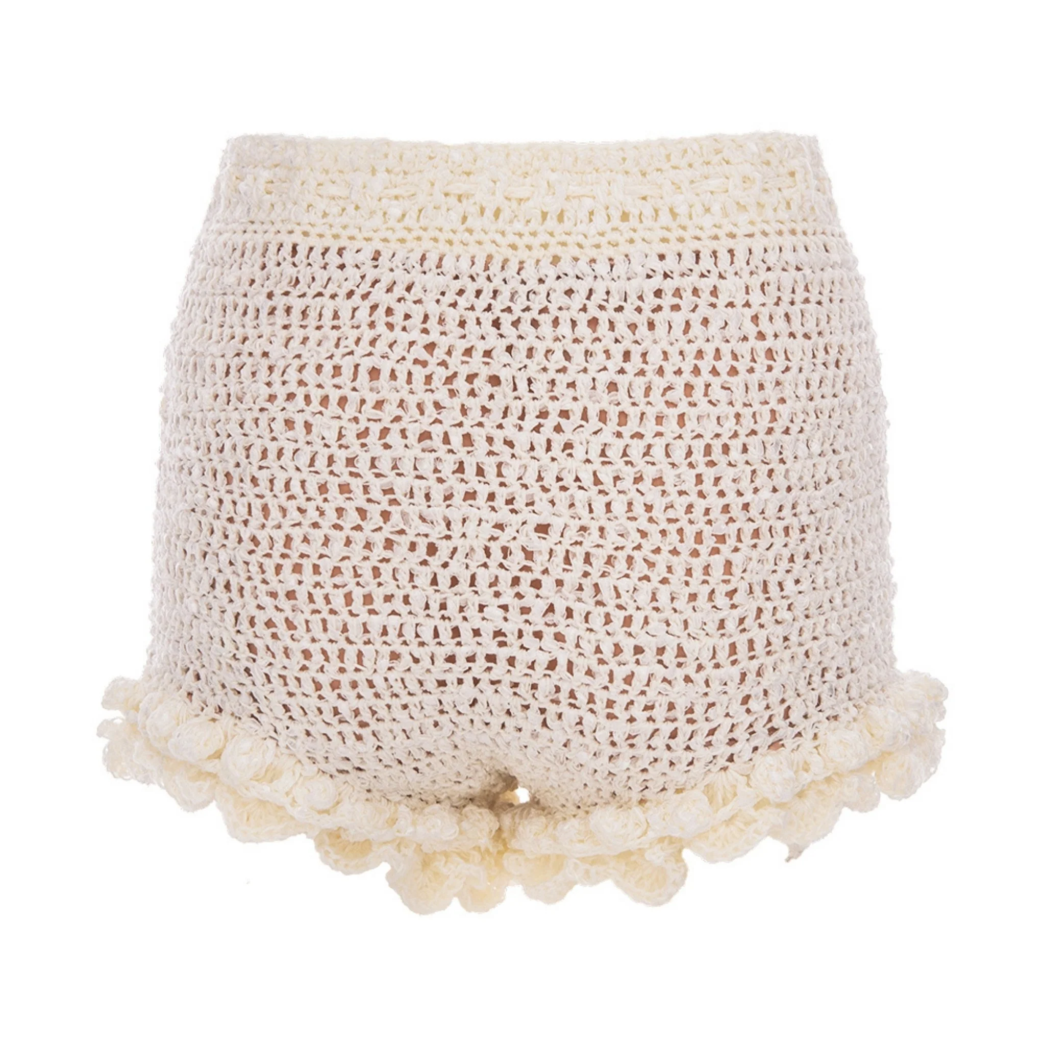 Chrysanthemum Handmade Crochet Shorts | White