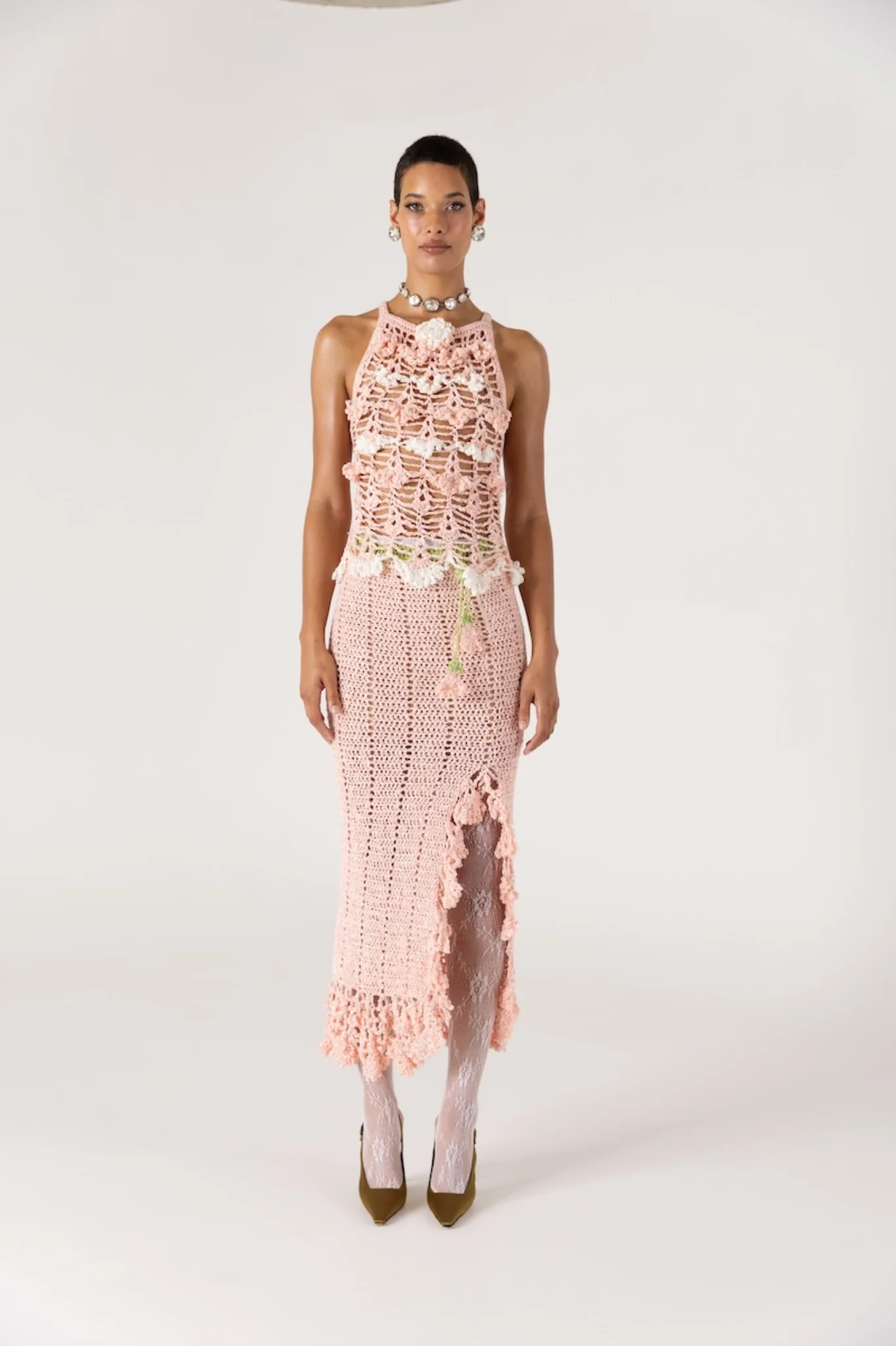 Chrysanthemum Handmade Crochet Skirt | Pink - Image 4