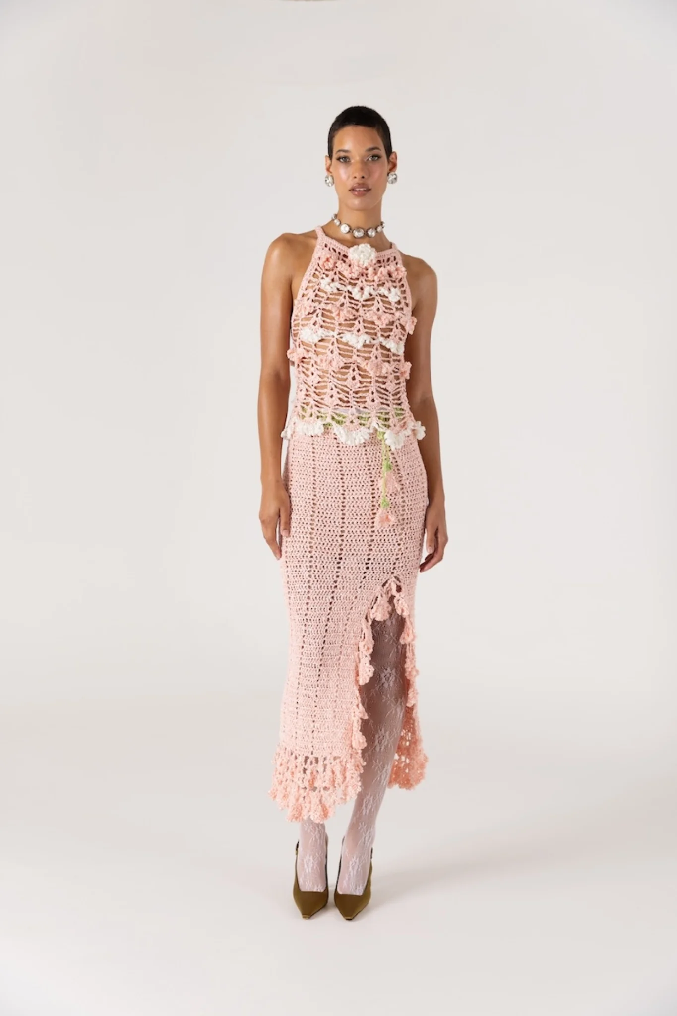 Chrysanthemum Handmade Crochet Skirt | Pink - Image 5
