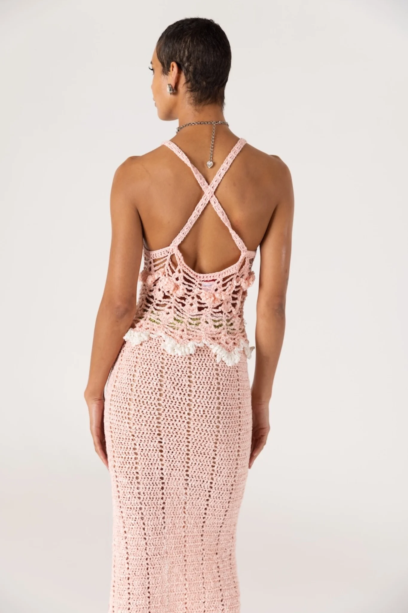Chrysanthemum Handmade Crochet Skirt | Pink - Image 7