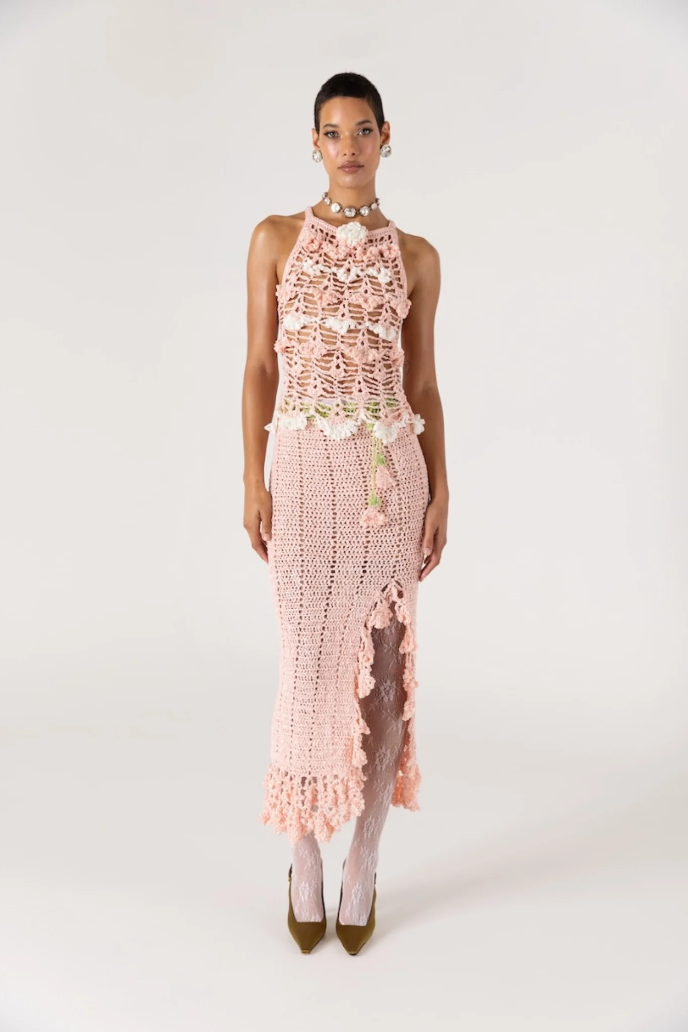 Chrysanthemum Handmade Crochet Top | Pink - Image 3