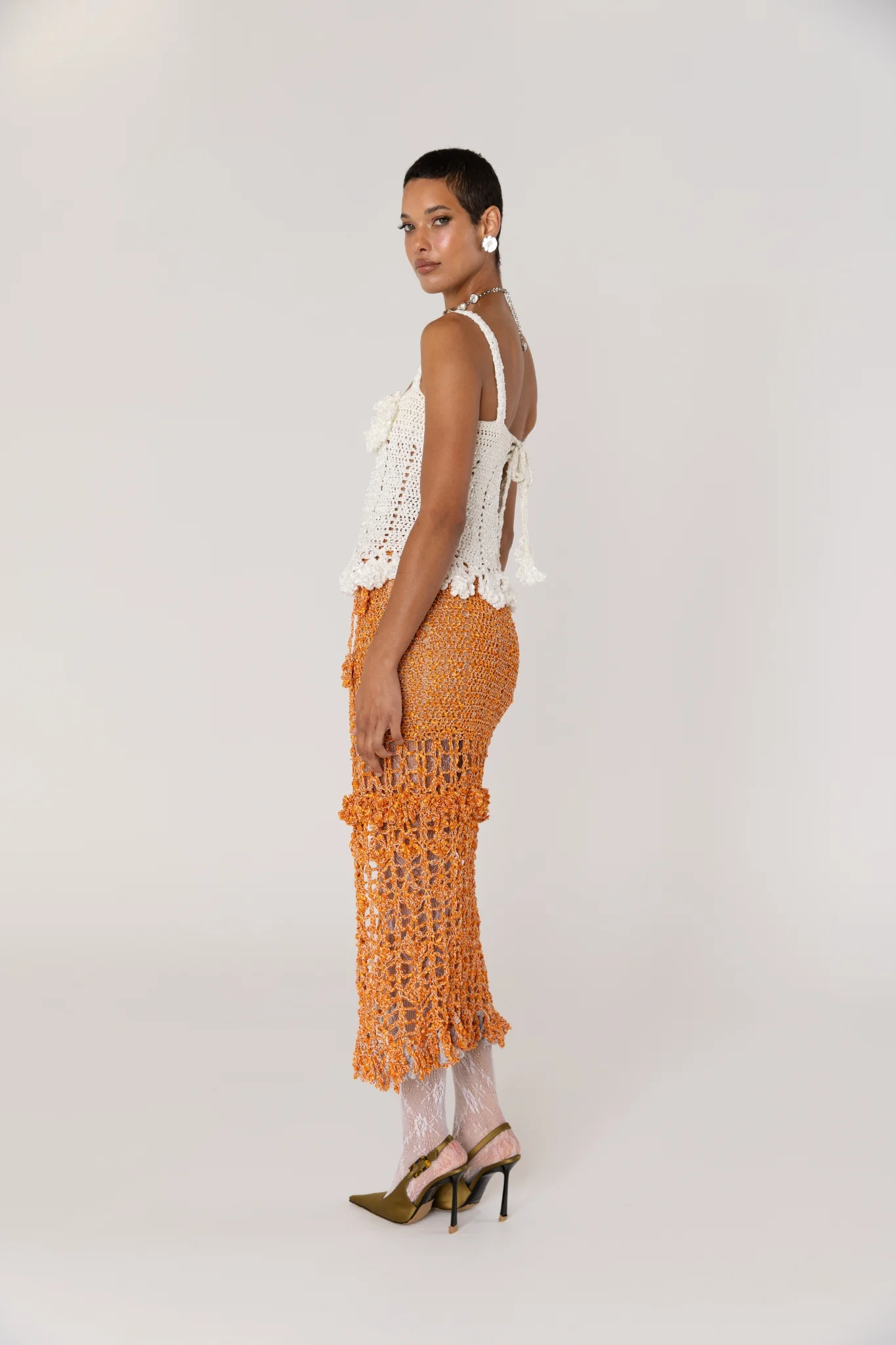 Chrysanthemum Handmade Crochet Top | White - Image 11