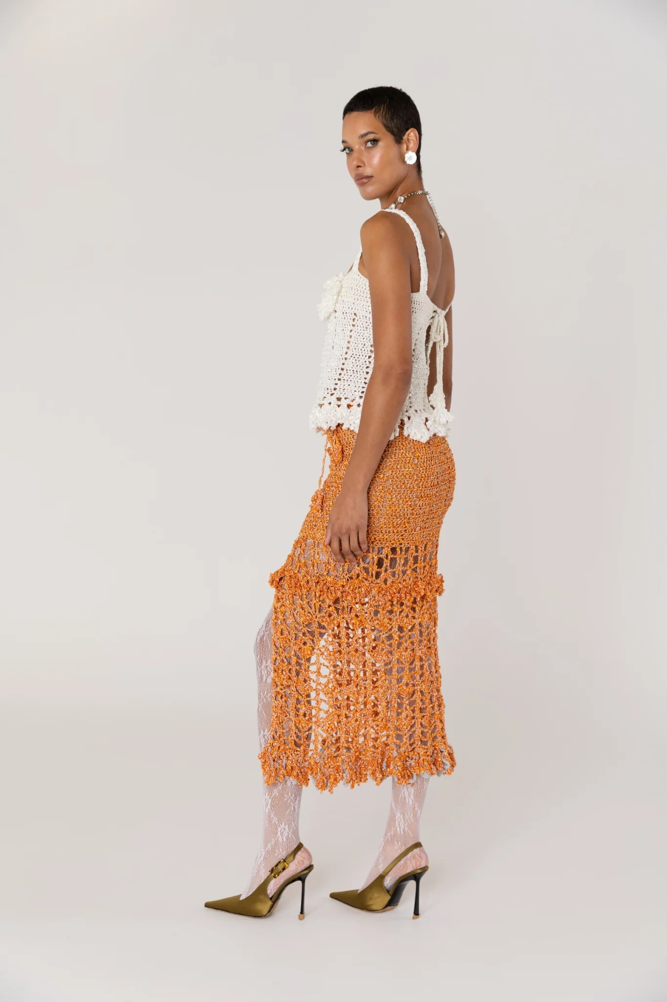 Chrysanthemum Handmade Crochet Top | White - Image 14