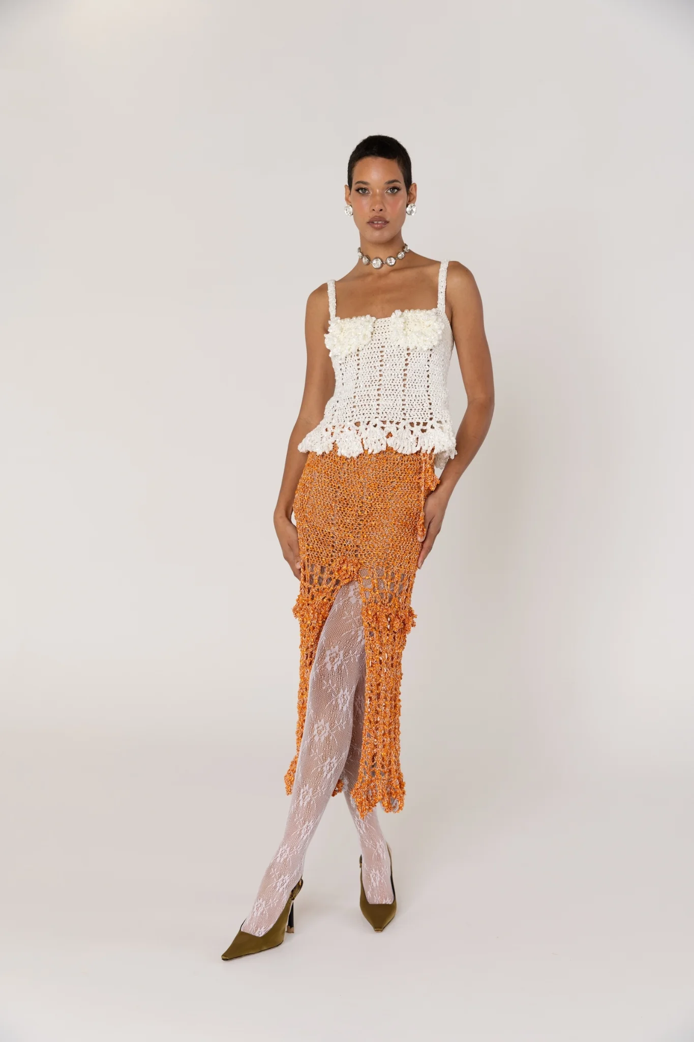 Chrysanthemum Handmade Crochet Top | White - Image 3