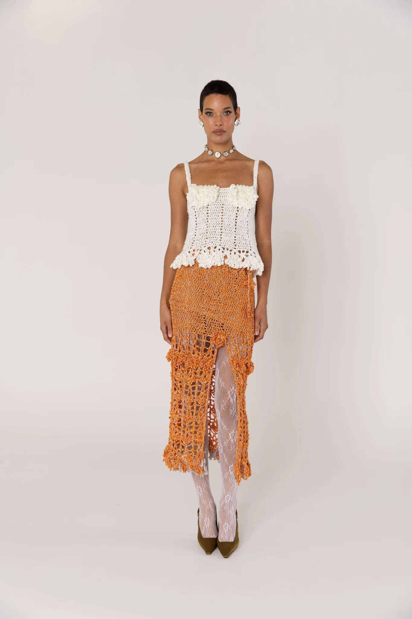 Chrysanthemum Handmade Crochet Top | White - Image 4