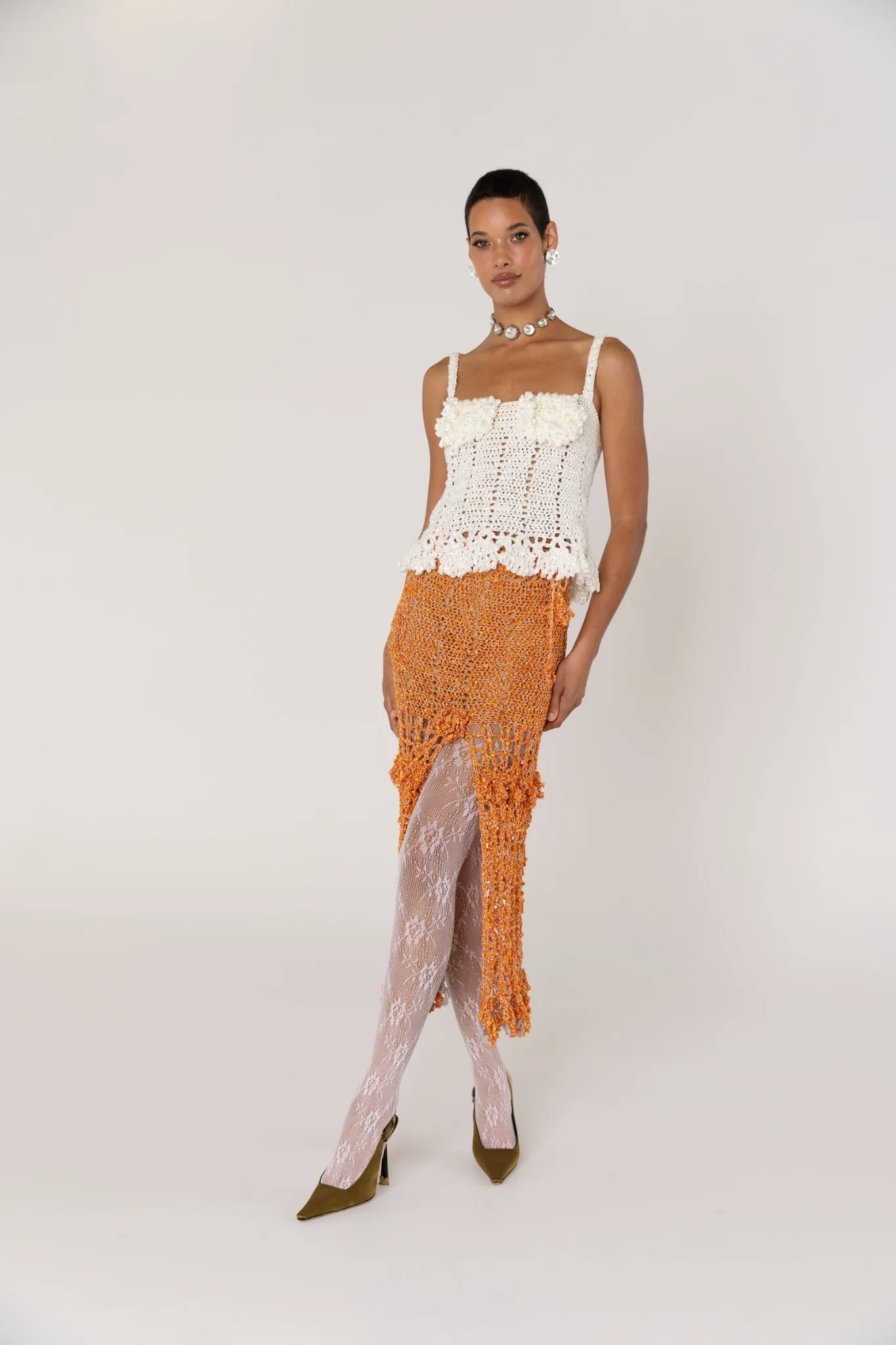 Chrysanthemum Handmade Crochet Top | White - Image 5