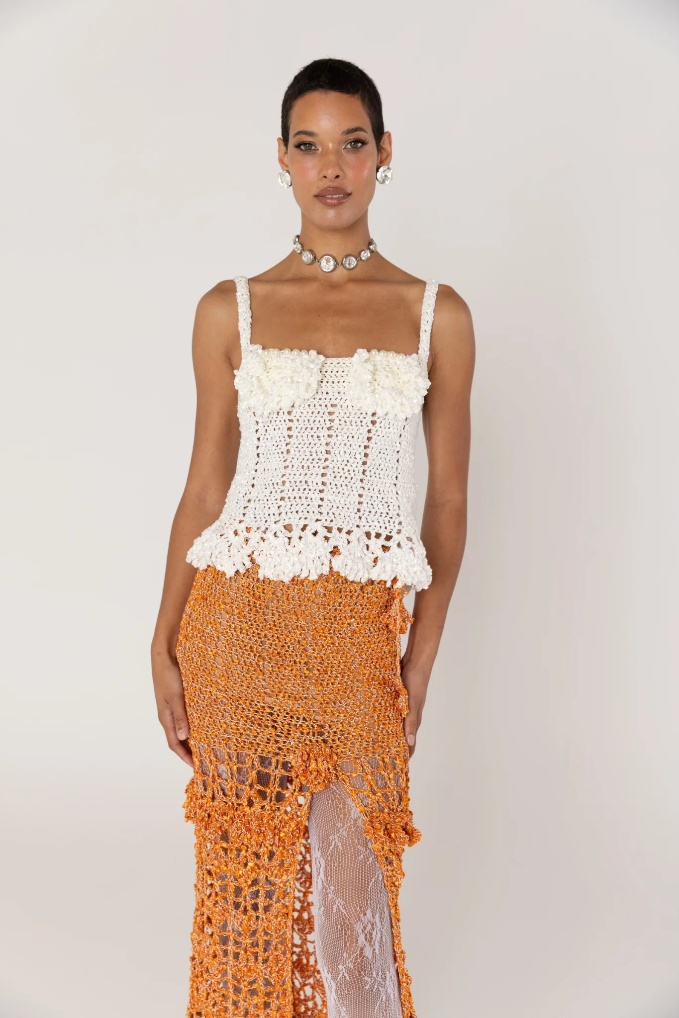 Chrysanthemum Handmade Crochet Top | White - Image 7