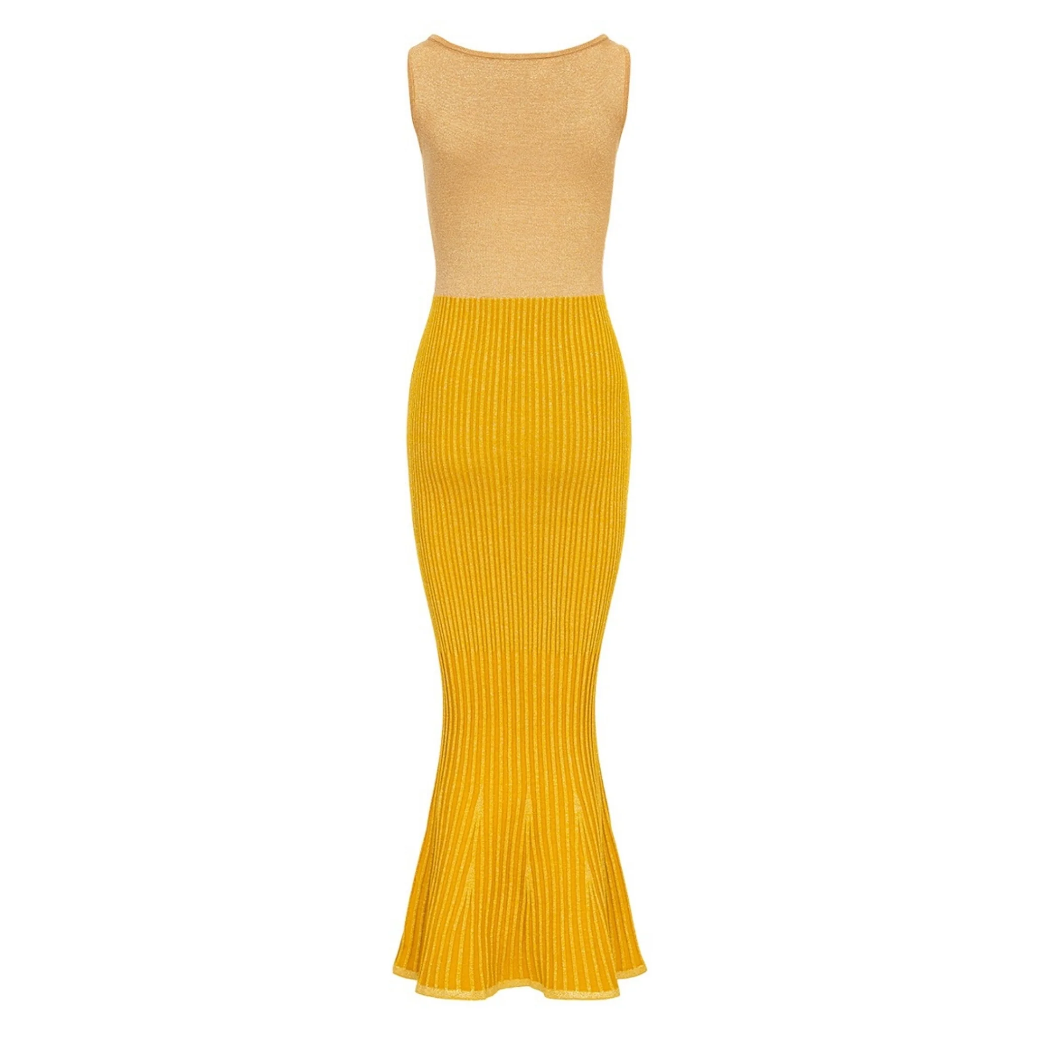Golden Hour Metallic Knit Flared Dress - Image 2