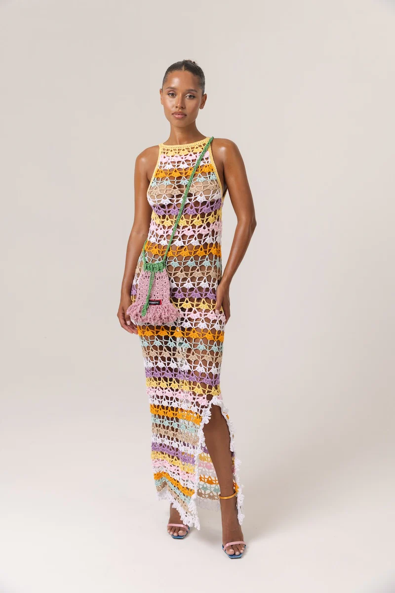 Rainbow Handmade Maxi Crochet Dress - Image 3