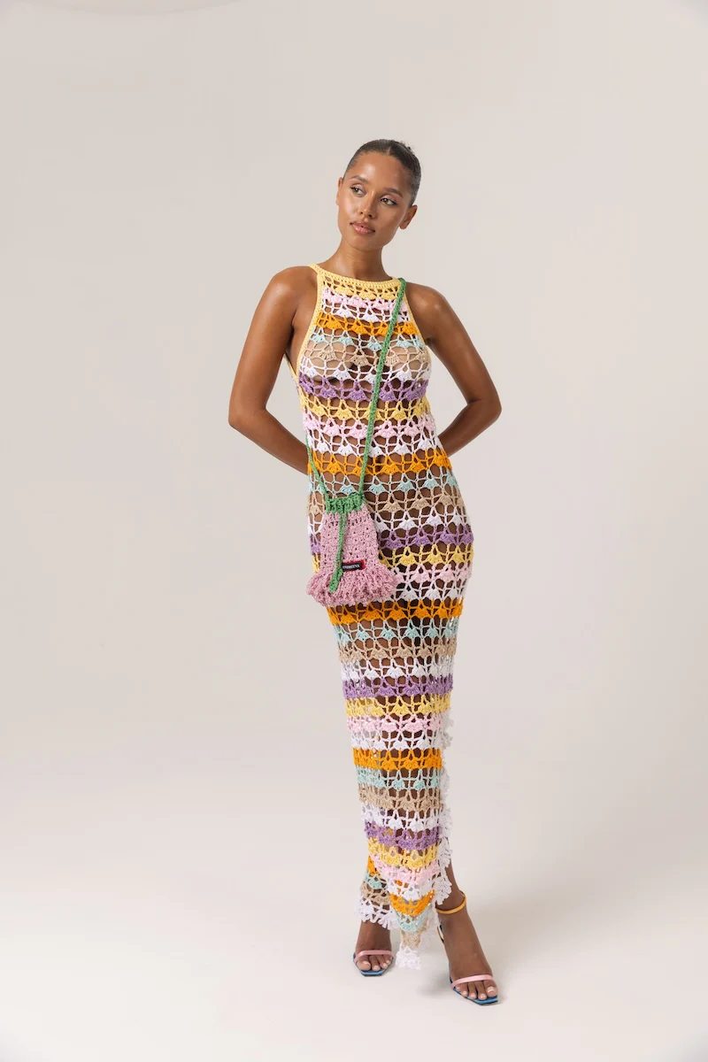 Rainbow Handmade Maxi Crochet Dress - Image 4