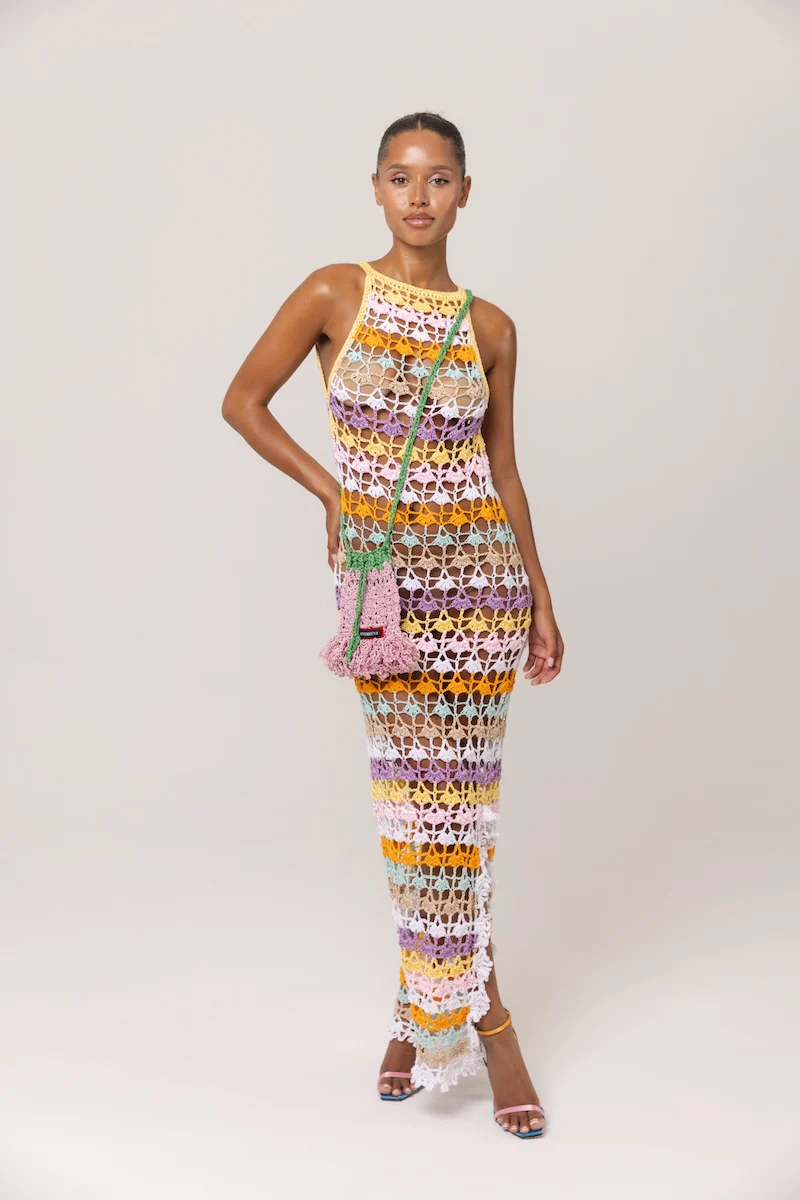 Rainbow Handmade Maxi Crochet Dress - Image 8