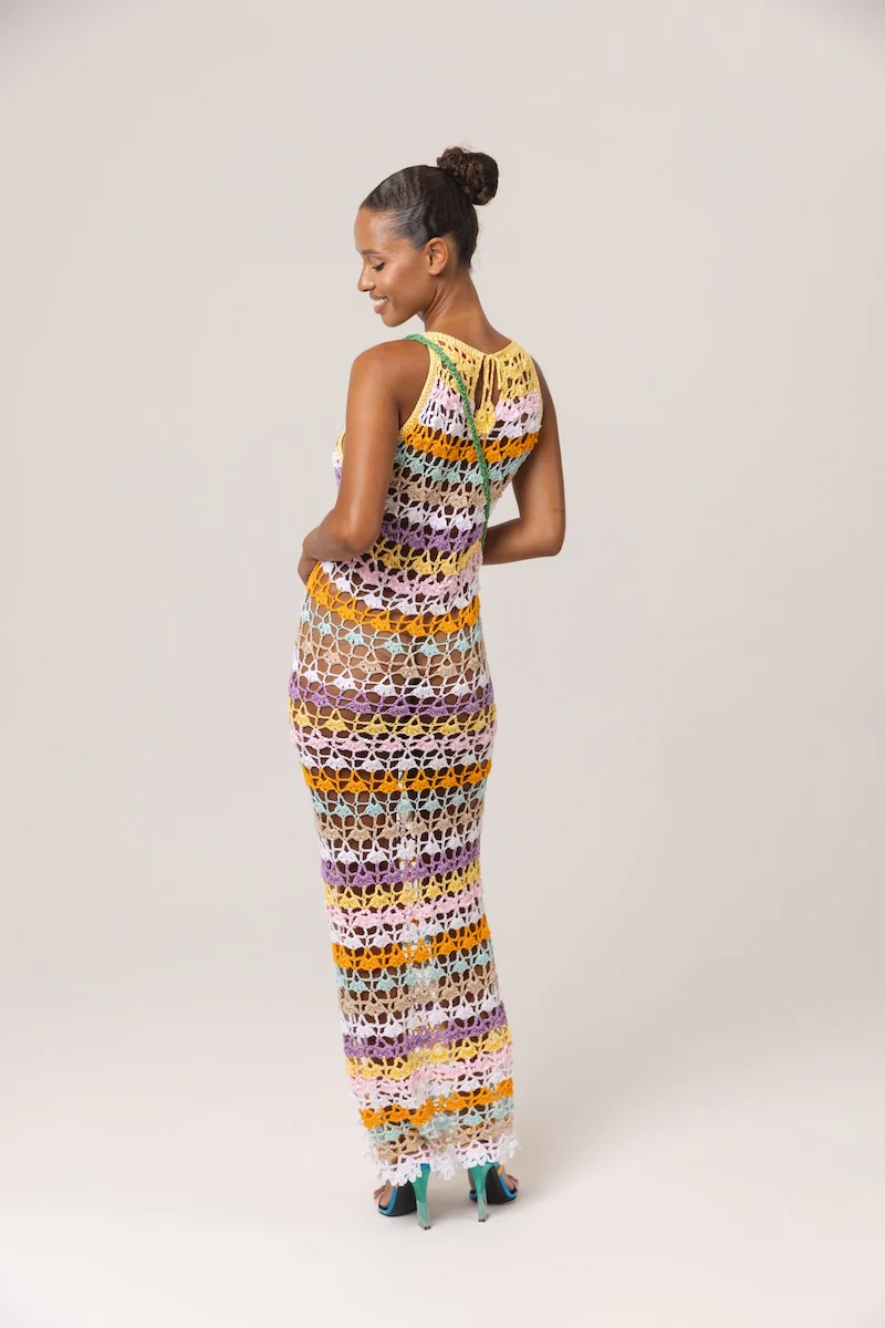 Rainbow Handmade Maxi Crochet Dress - Image 9