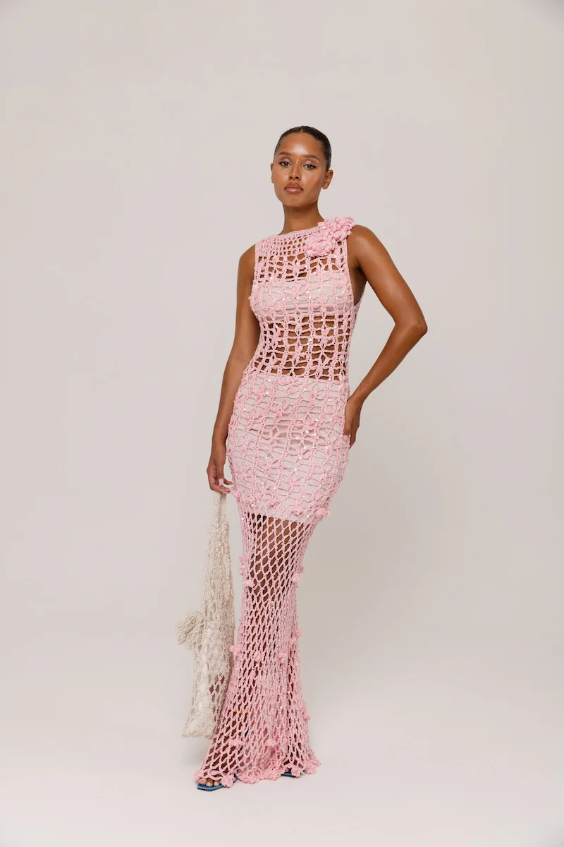 Pink Vanilla Handmade Maxi Crochet Dress - Image 5
