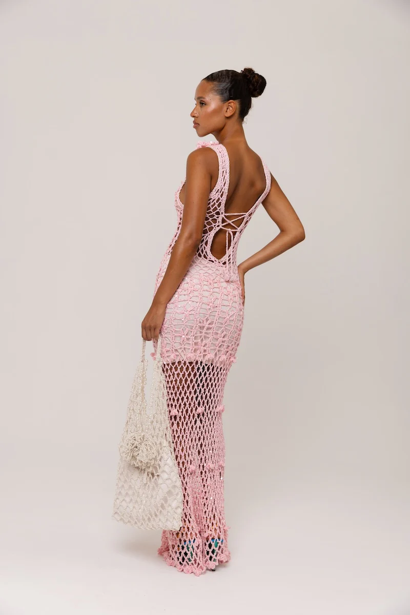 Pink Vanilla Handmade Maxi Crochet Dress - Image 9