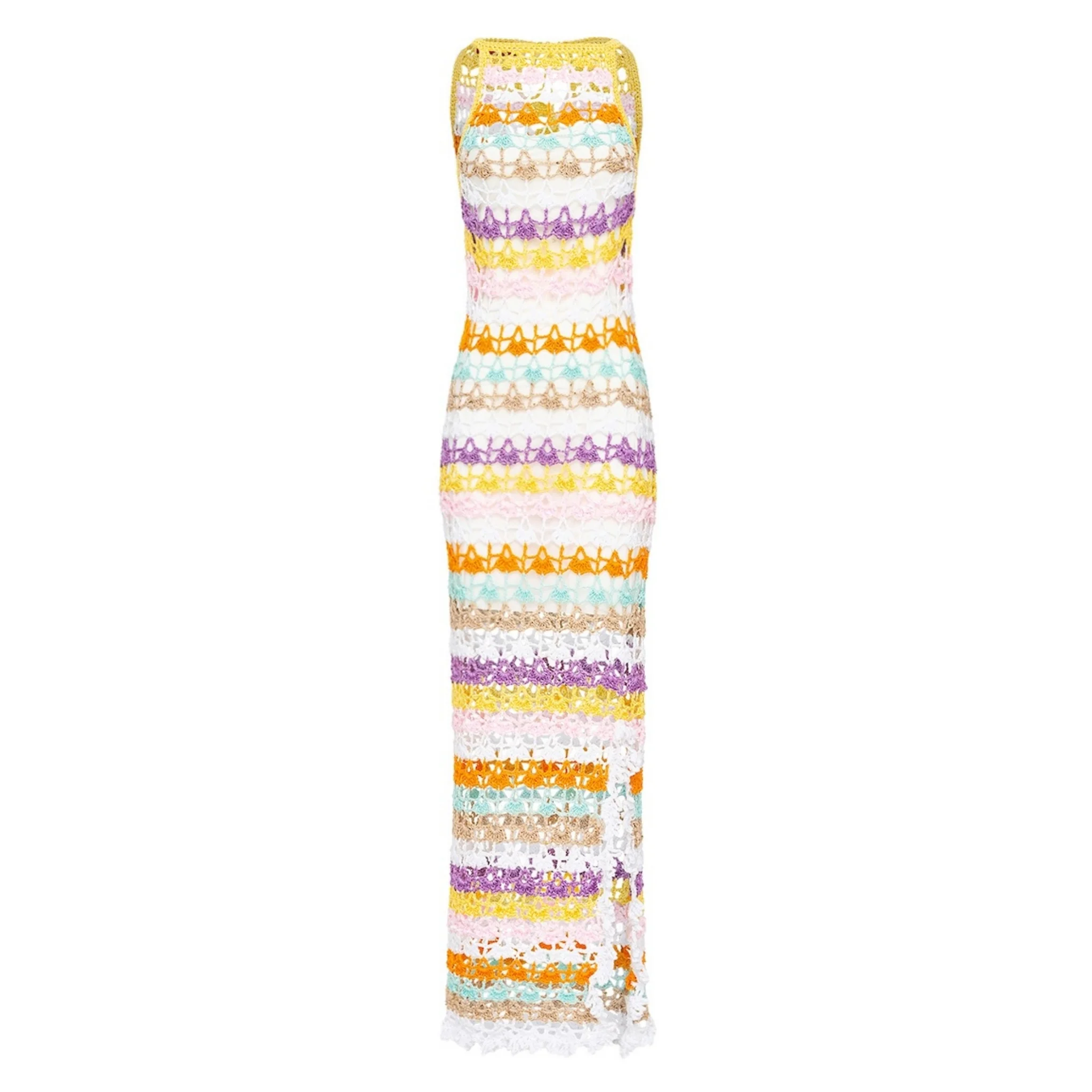 Rainbow Handmade Maxi Crochet Dress