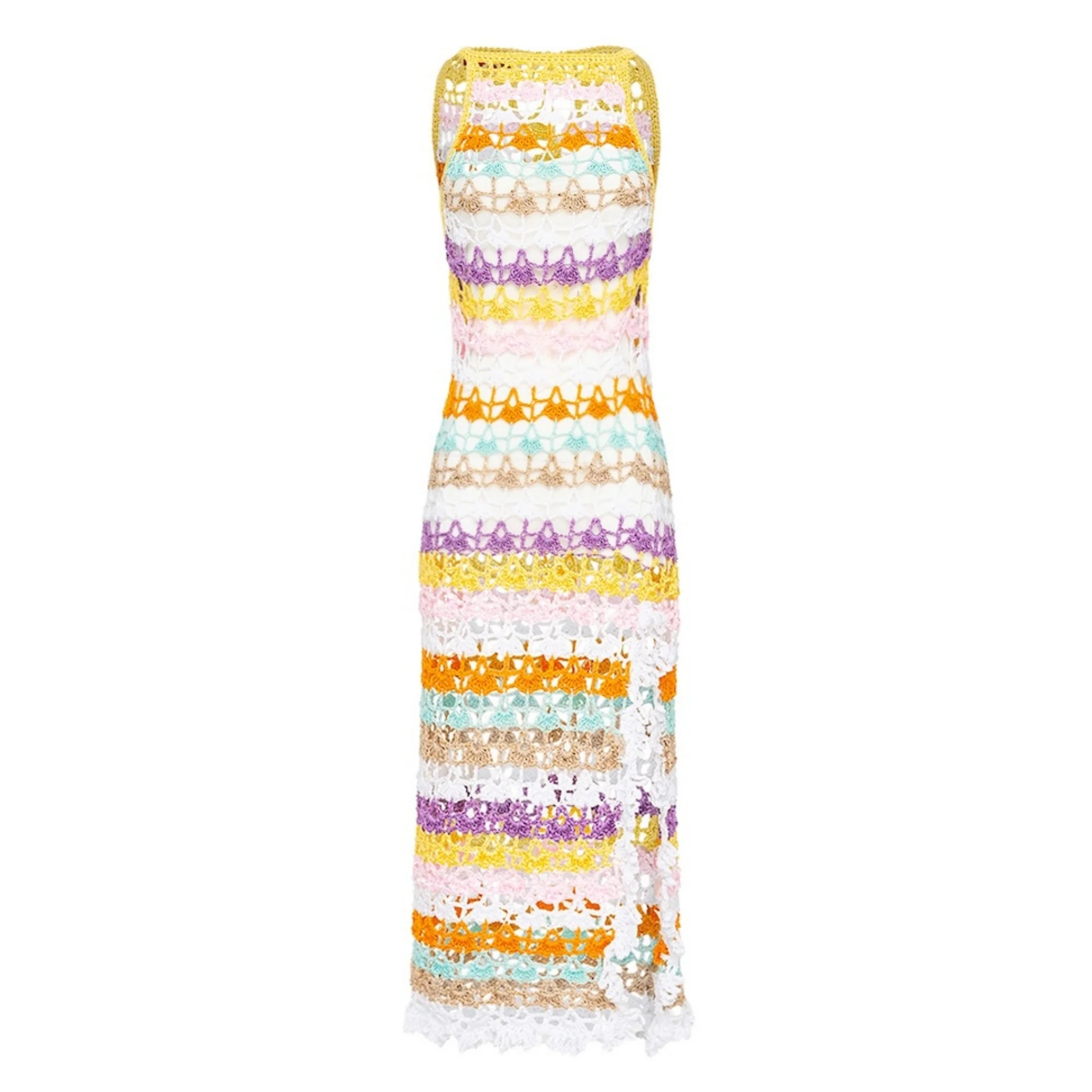 Rainbow Handmade Midi Crochet Dress