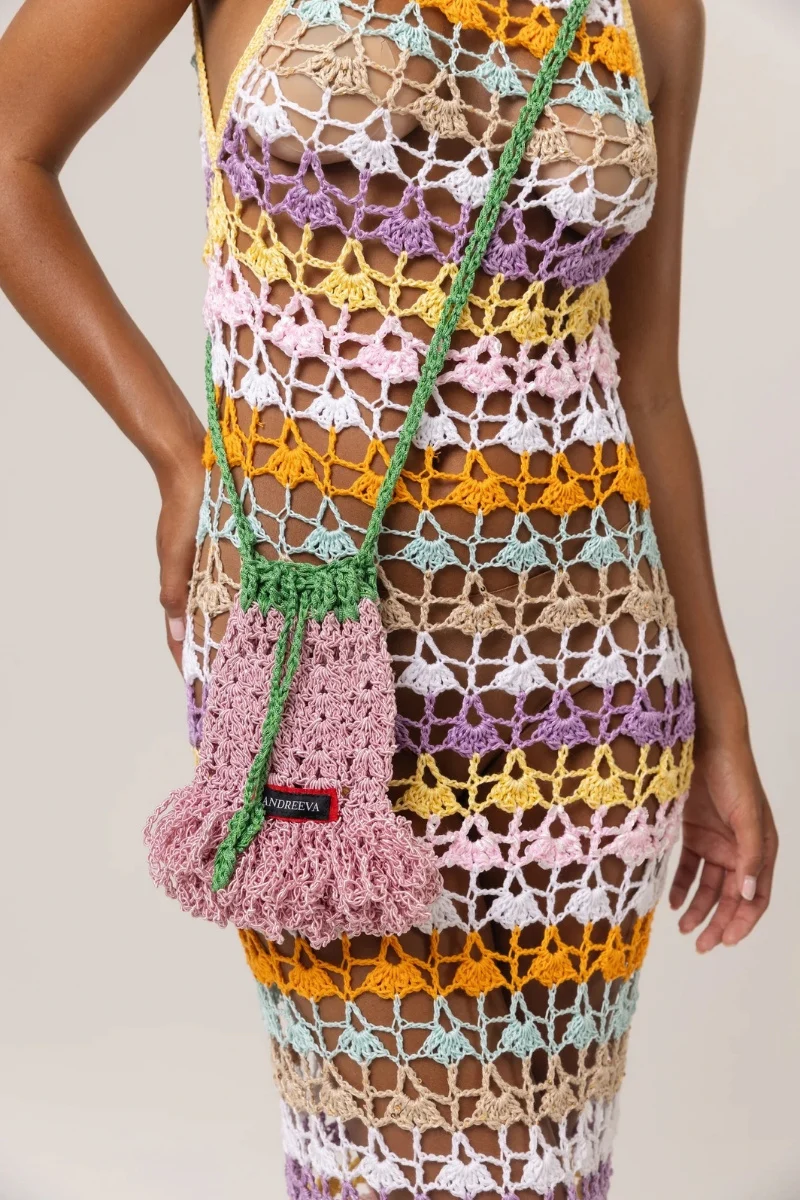 Rainbow Handmade Midi Crochet Dress - Image 8